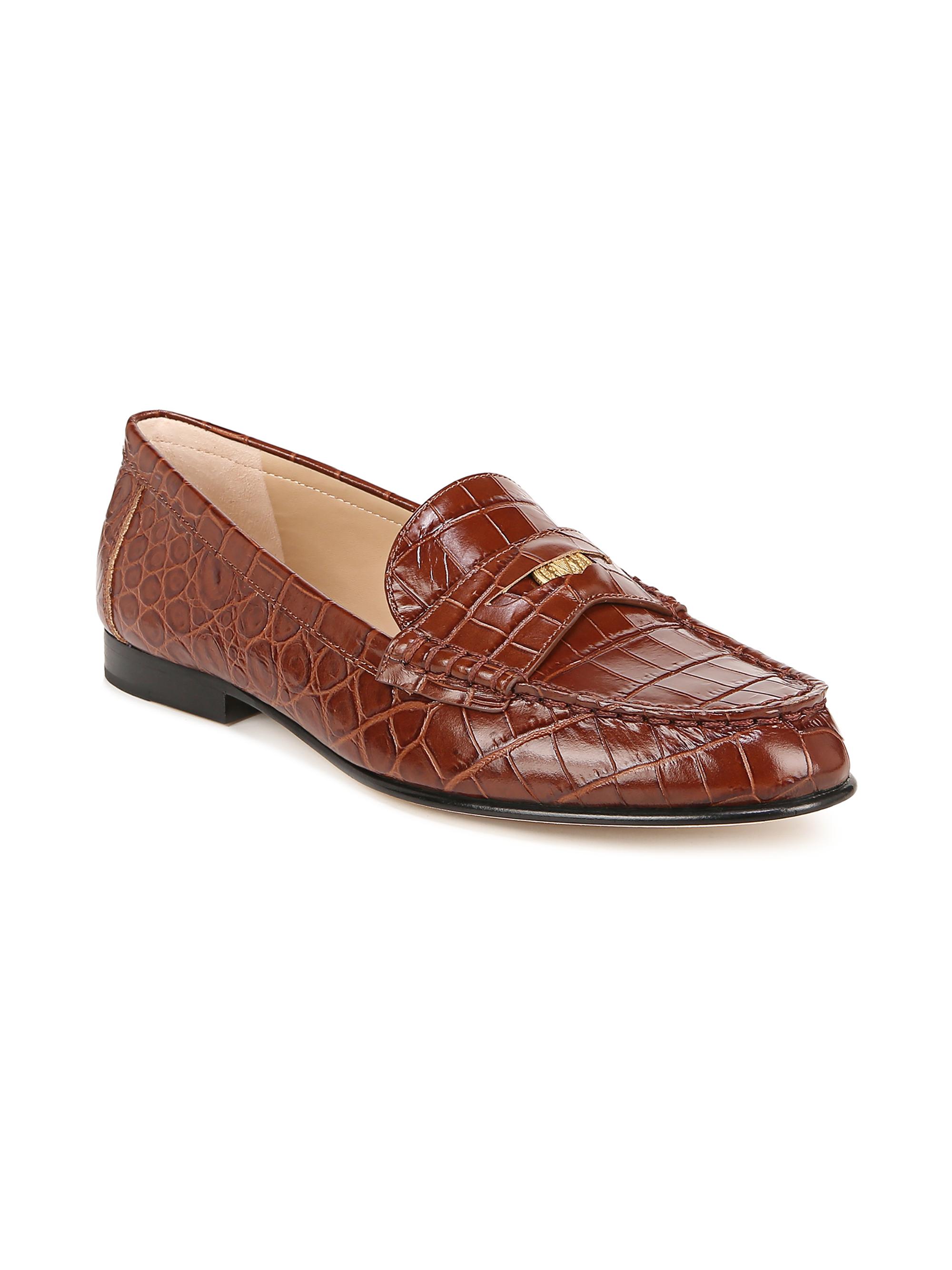 Veronica Beard Penny Crocodile-Embossed Leather Loafers  display picture 3