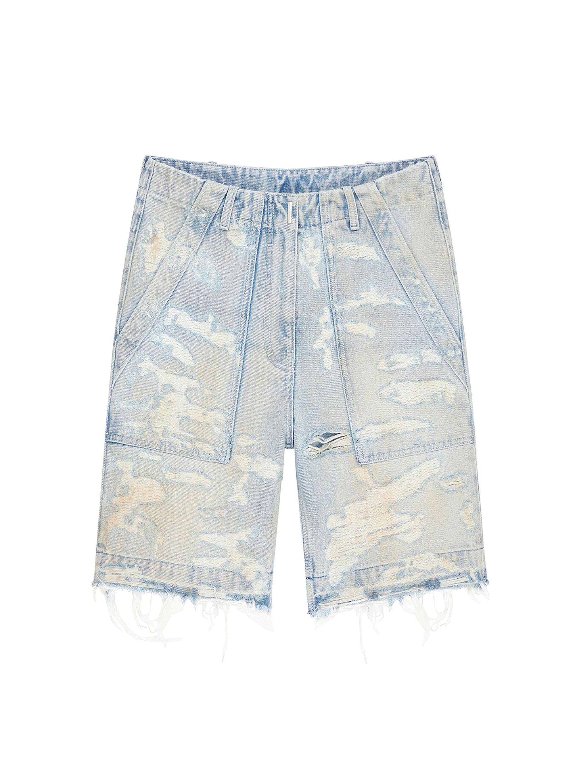 Givenchy Women's Cargo Bermuda Shorts in Denim - Light Blue