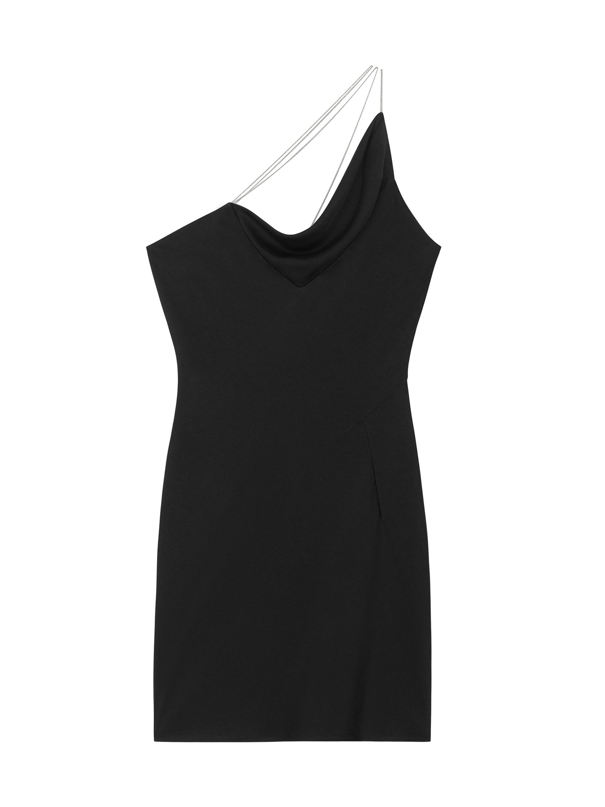 Givenchy Women's One-Shoulder Dress in Satin with Chains - Black