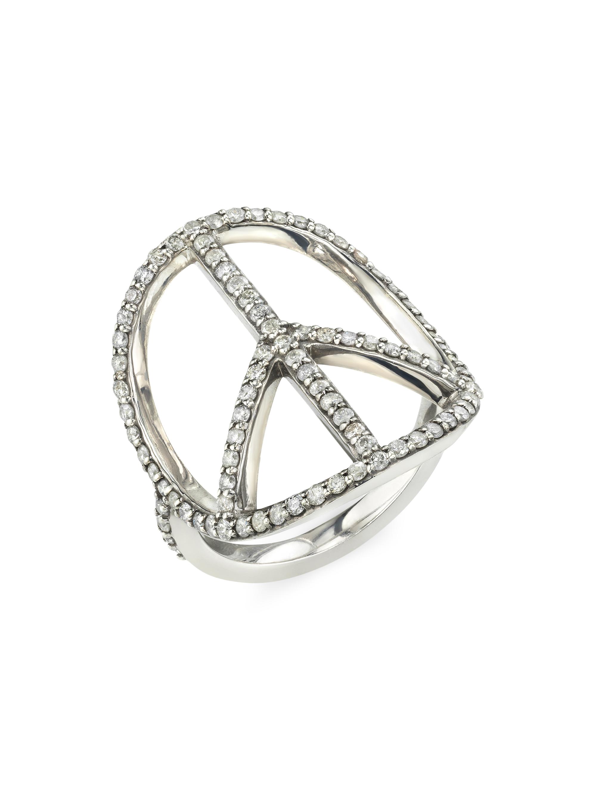 Sheryl Lowe Women's Peace Sign Sterling Silver & 0.95 TCW Diamond Ring - Sterling Silver