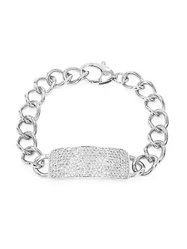 ID Tag Sterling Silver & 1.98 TCW Diamond Chain Bracelet