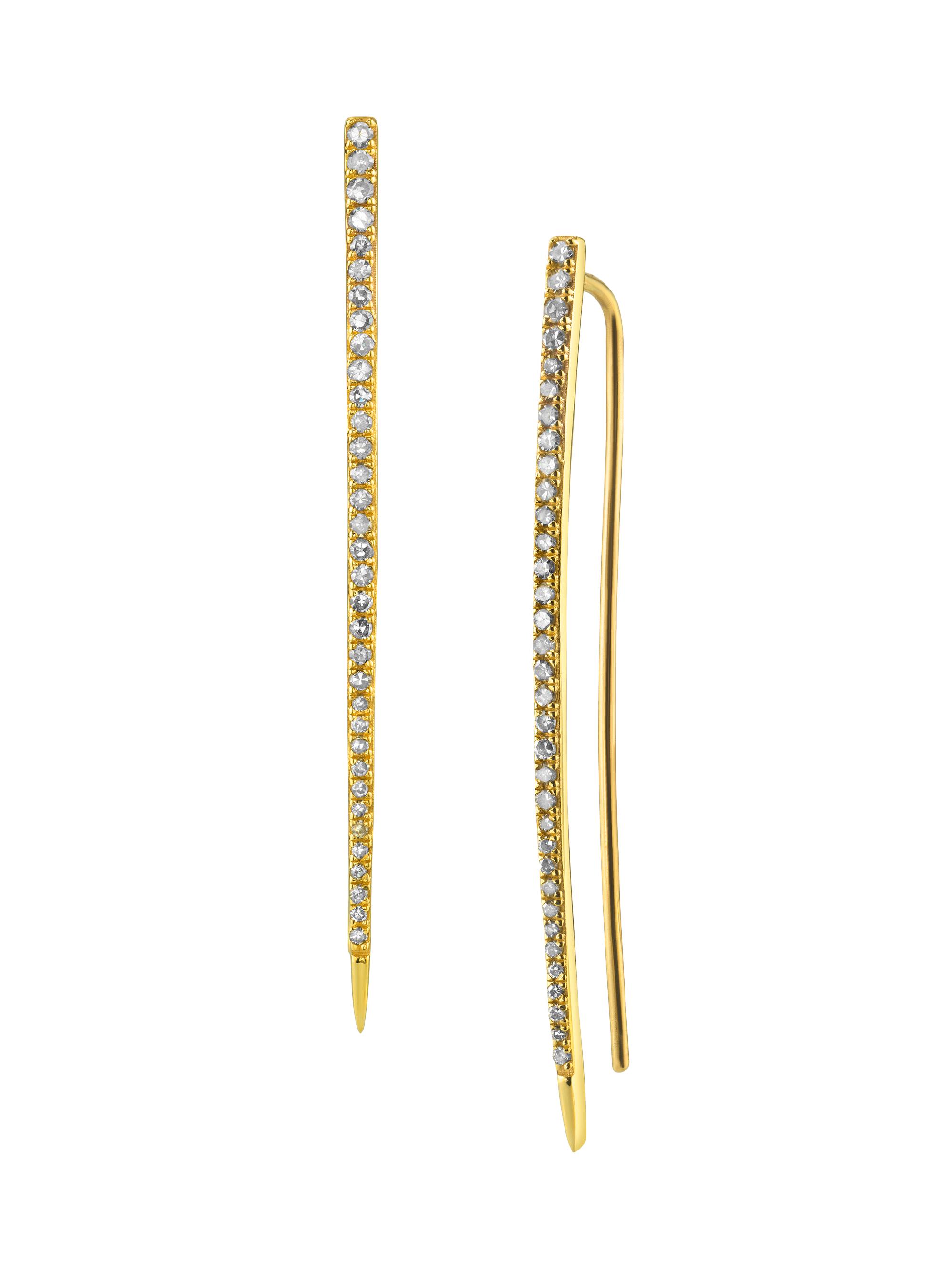 Sheryl Lowe Women's Spike Sterling Silver & 0.36 TCW Diamond Linear Drop Earrings - Yellow Gold
