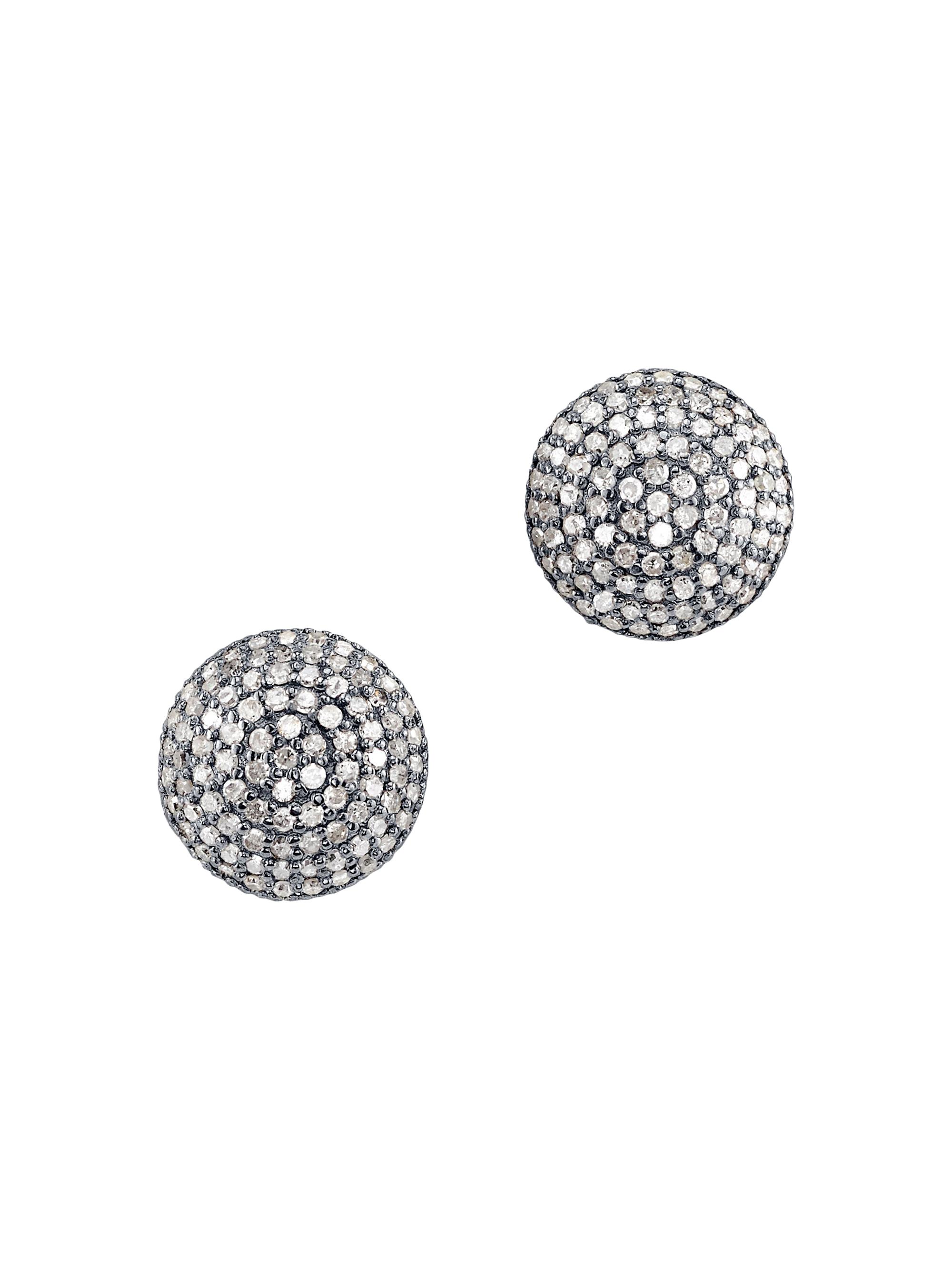 Sheryl Lowe Women's Sterling Silver & 1.90 TCW Diamond Dome Stud Earrings - Sterling Silver