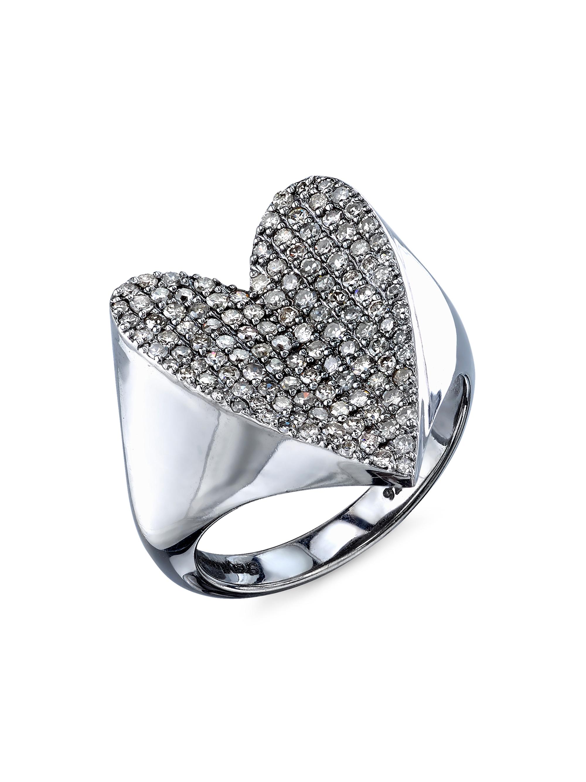 Sheryl Lowe Women's Sterling Silver & 0.99 TCW Diamond Folded Heart Ring - Sterling Silver