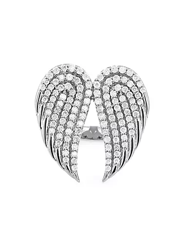 Angel Wing Sterling Silver & 0.92 TCW Diamond Ring