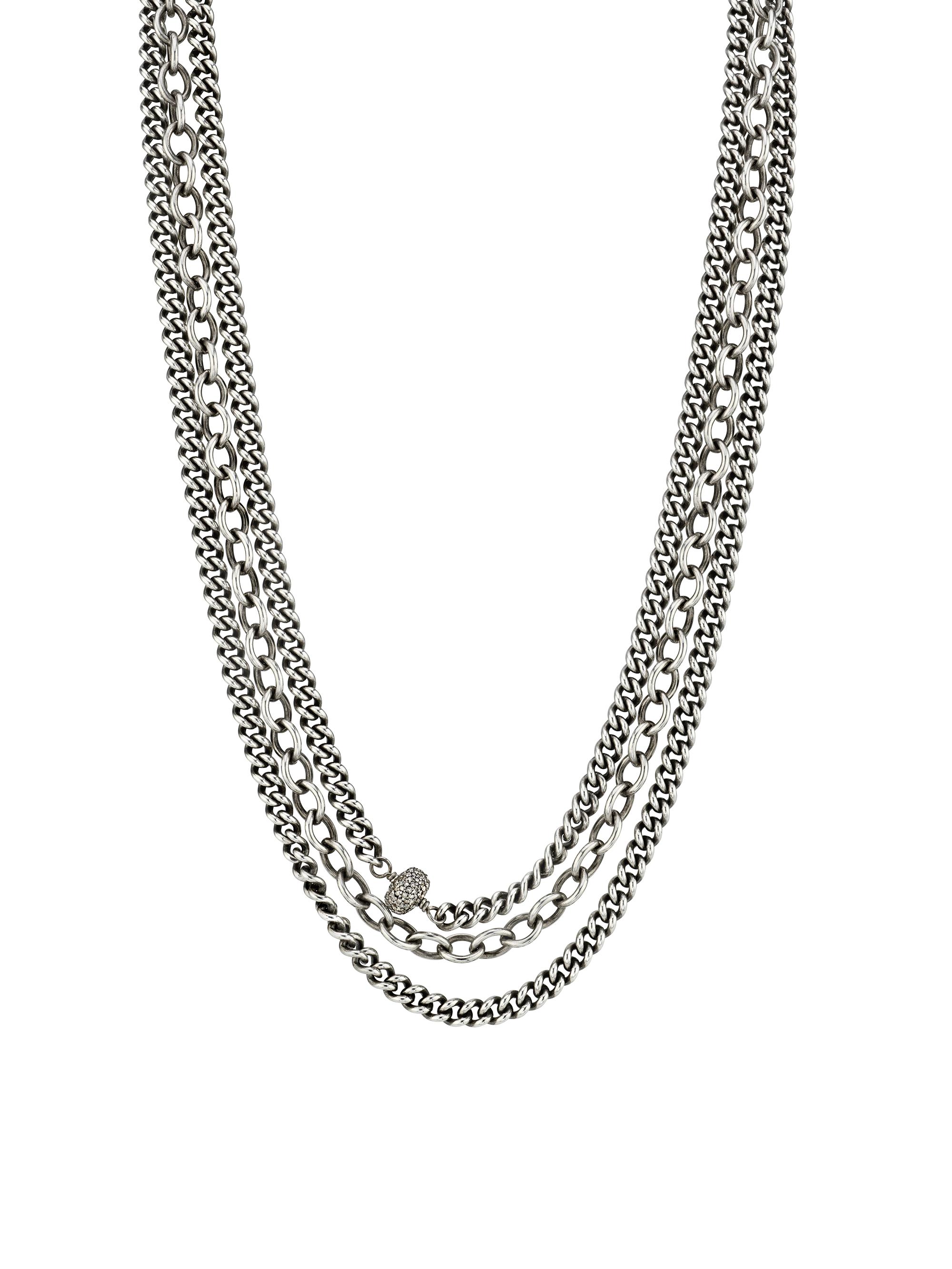 Sheryl Lowe Women's Sterling Silver & 0.53 TCW Diamond Triple Chain Necklace - Sterling Silver