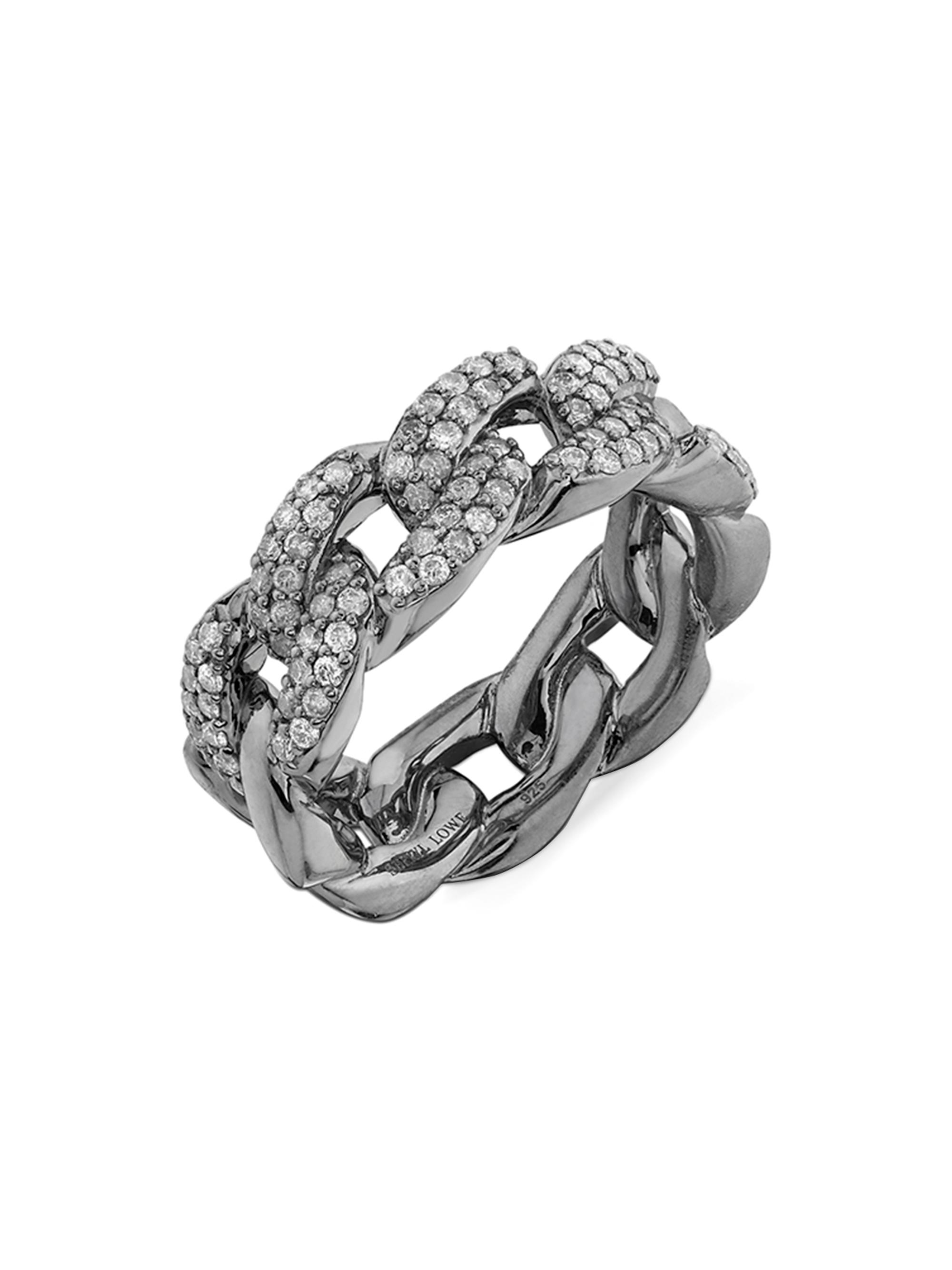 Sheryl Lowe Women's Sterling Silver & 0.69 TCW Diamond Curb-Chain Ring - Sterling Silver