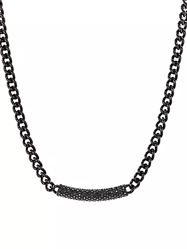 Black-Rhodium-Plated & 2.1 TCW Diamond Bar Pendant Necklace
