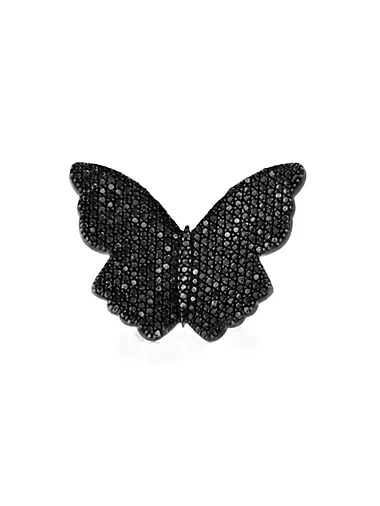 Black-Rhodium-Plated & 3.92 TCW Diamond Butterfly Ring