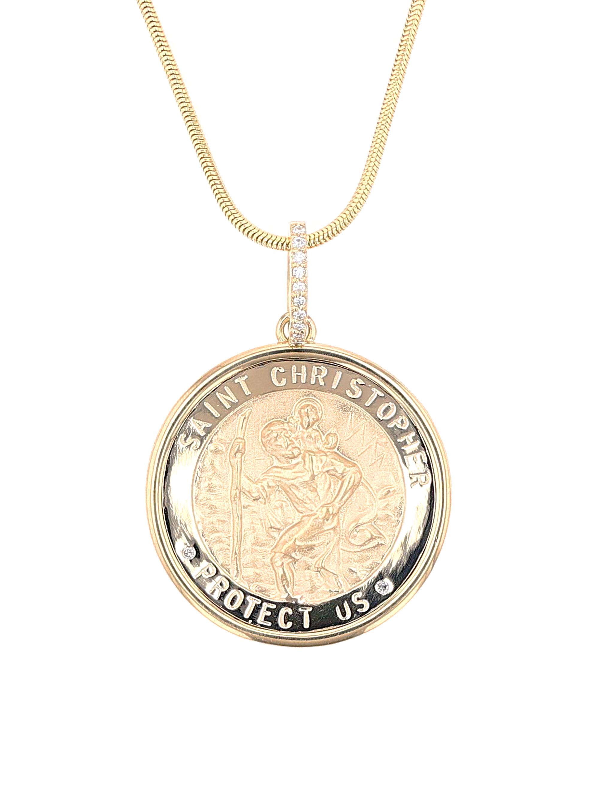 Sheryl Lowe Women's 14K Yellow Gold & 0.16 TCW Diamond St. Christopher Medallion Pendant Necklace - Yellow Gold