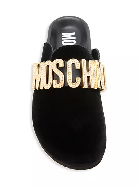 Moschino Women's Maxi Lettering Velvet Loafers