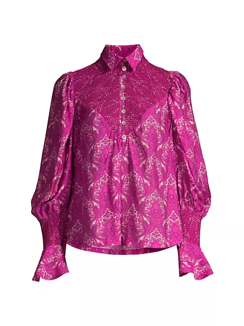 Dropped Shoulder Shirt and Smocked Shorts Pajama Set - Purple / S