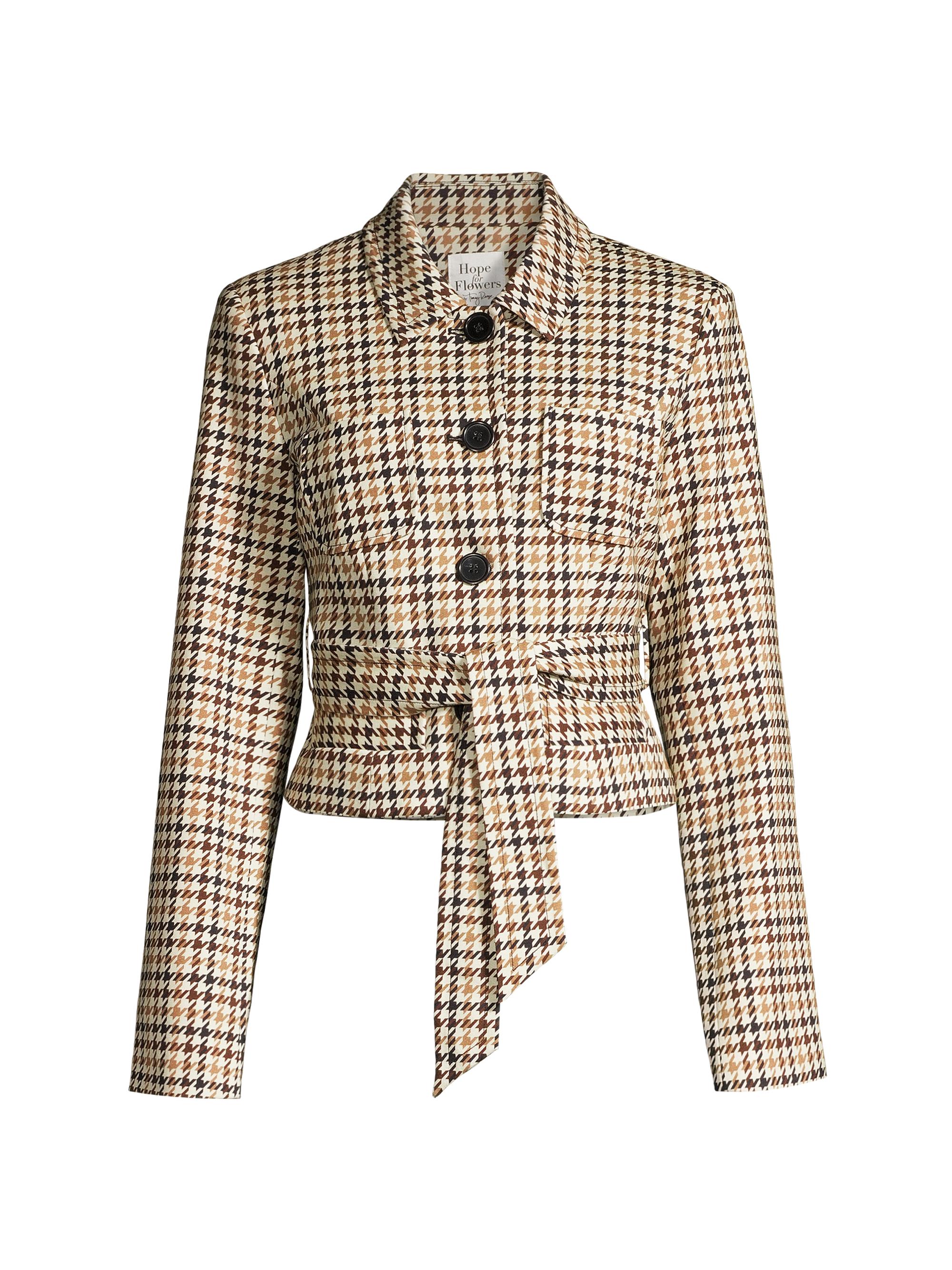 Hope for Flowers Women's Houndstooth Cropped Jacket - Houndstooth