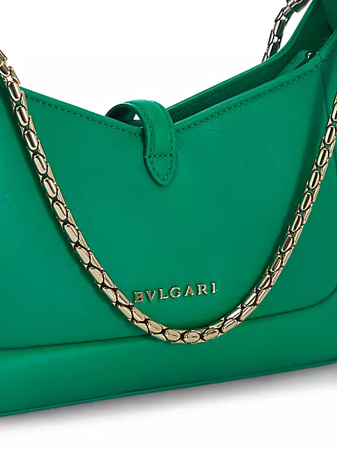 Bvlgari Shoulder Bag Serpenti Forever Crossbody Green Gold Chain Good  Condition