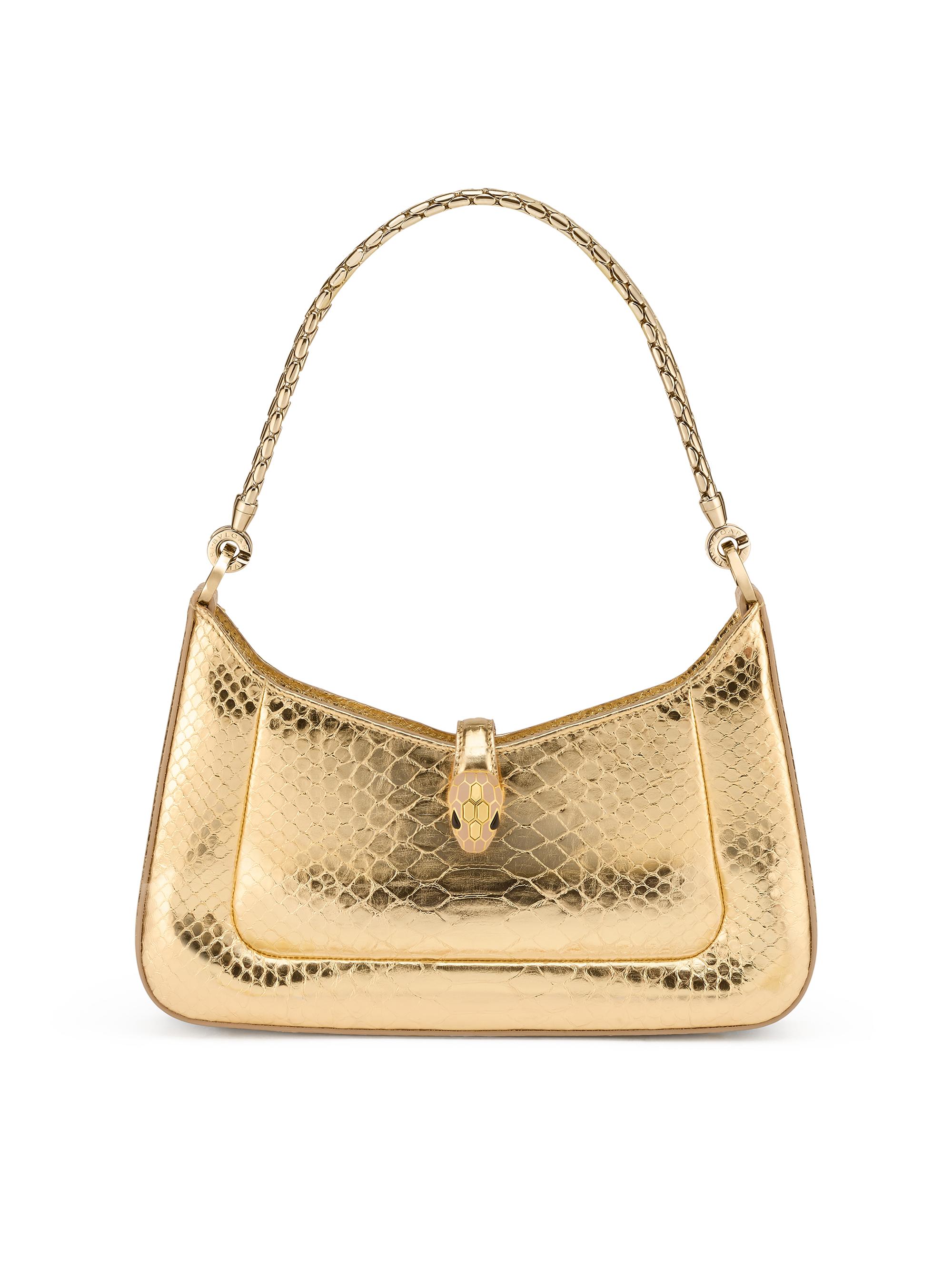 BVLGARI Women's Serpenti Metallic Python Shoulder Bag - Gold