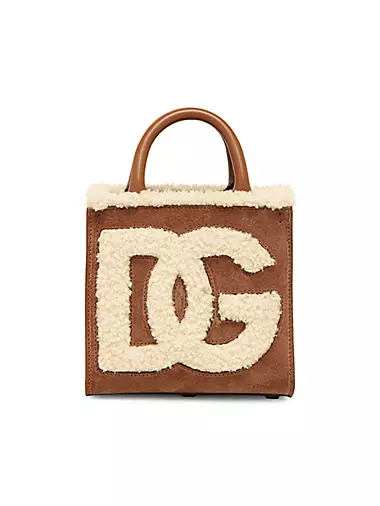 DG Faux Shearling Top-Handle Bag