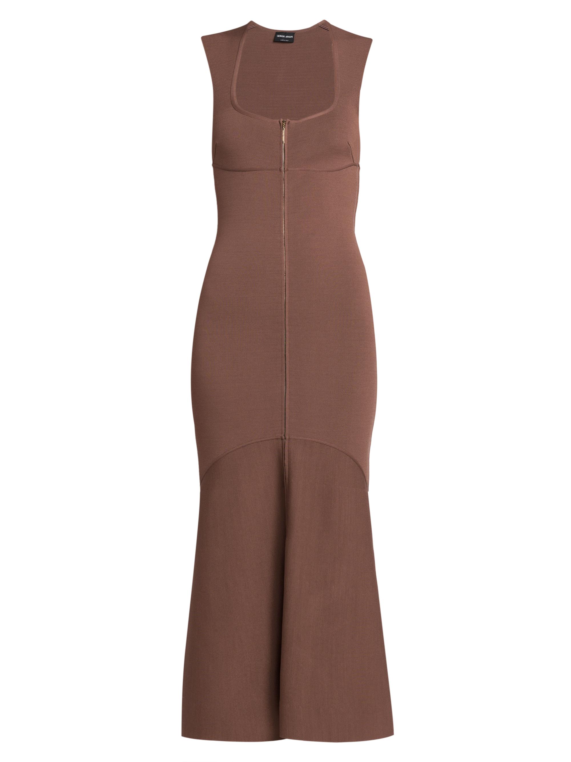 Giorgio Armani Squareneck Body-Con Flounce Midi-Dress | Saks Fifth Avenue