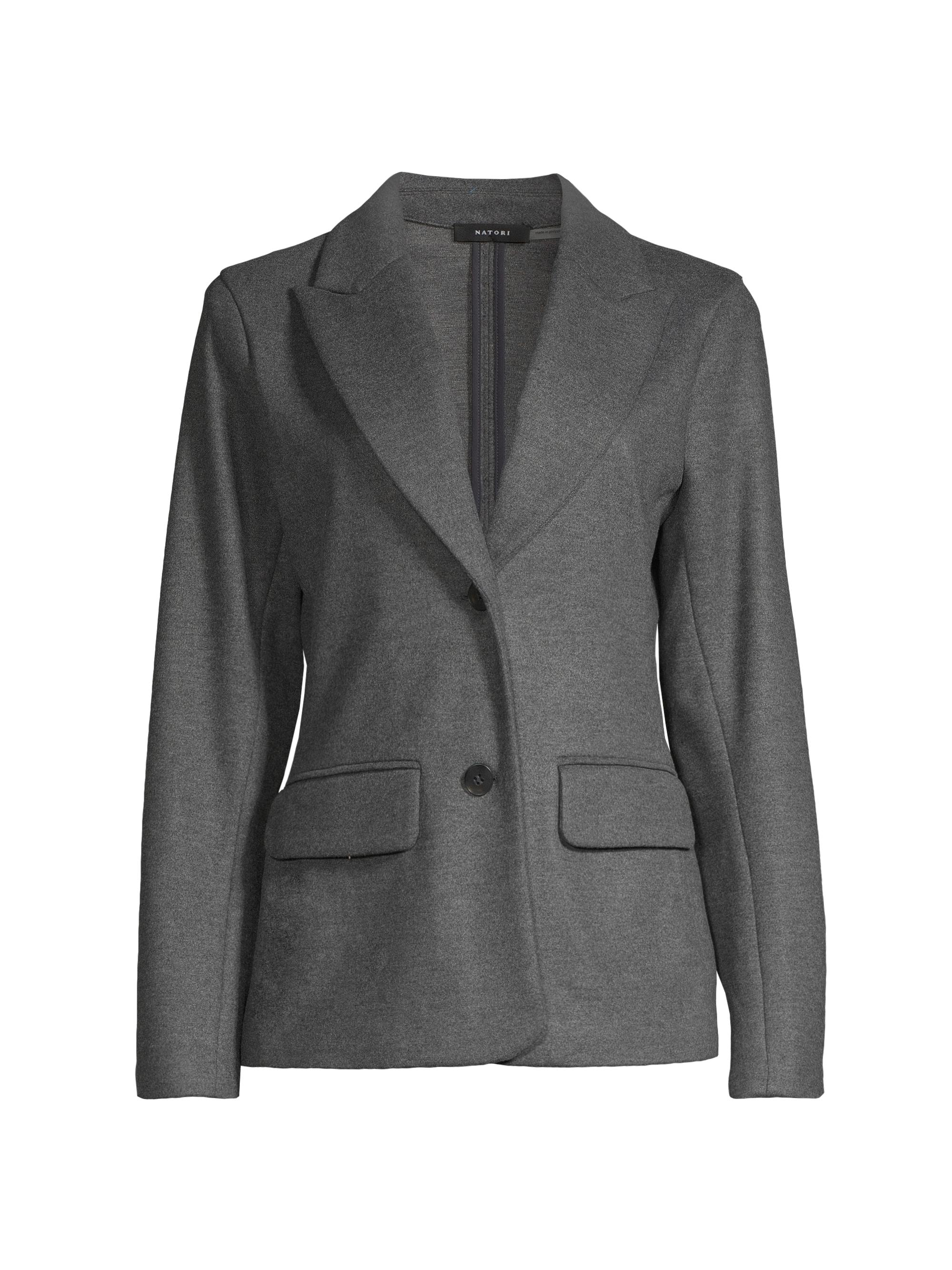 Natori Women's Jersey Tailored Knit Blazer - Charcoal