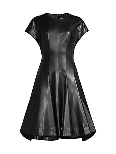 Vegan Leather Fit-&-Flare Dress