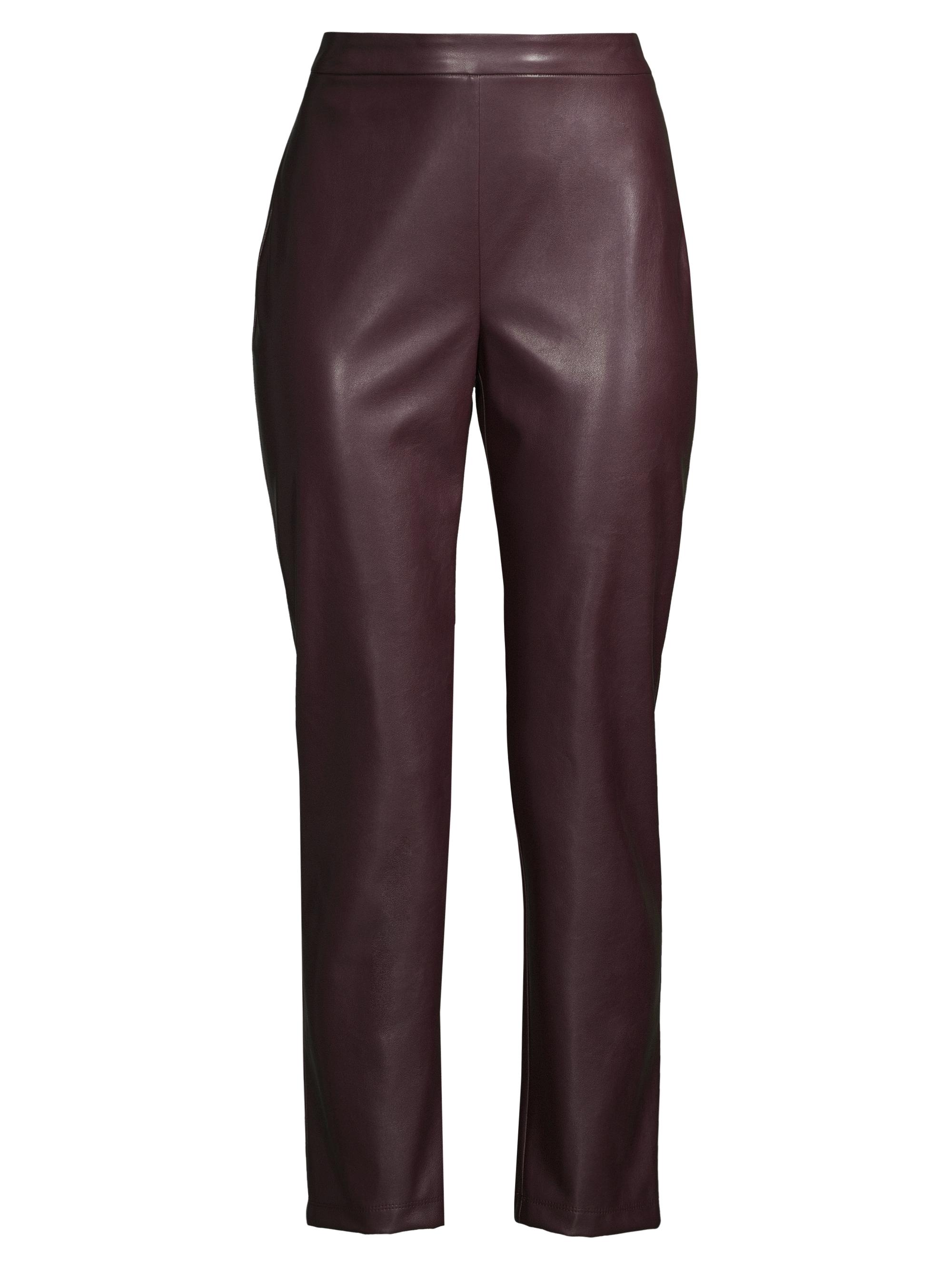 Natori Women's Vegan Leather Crop Pants - Bordeaux