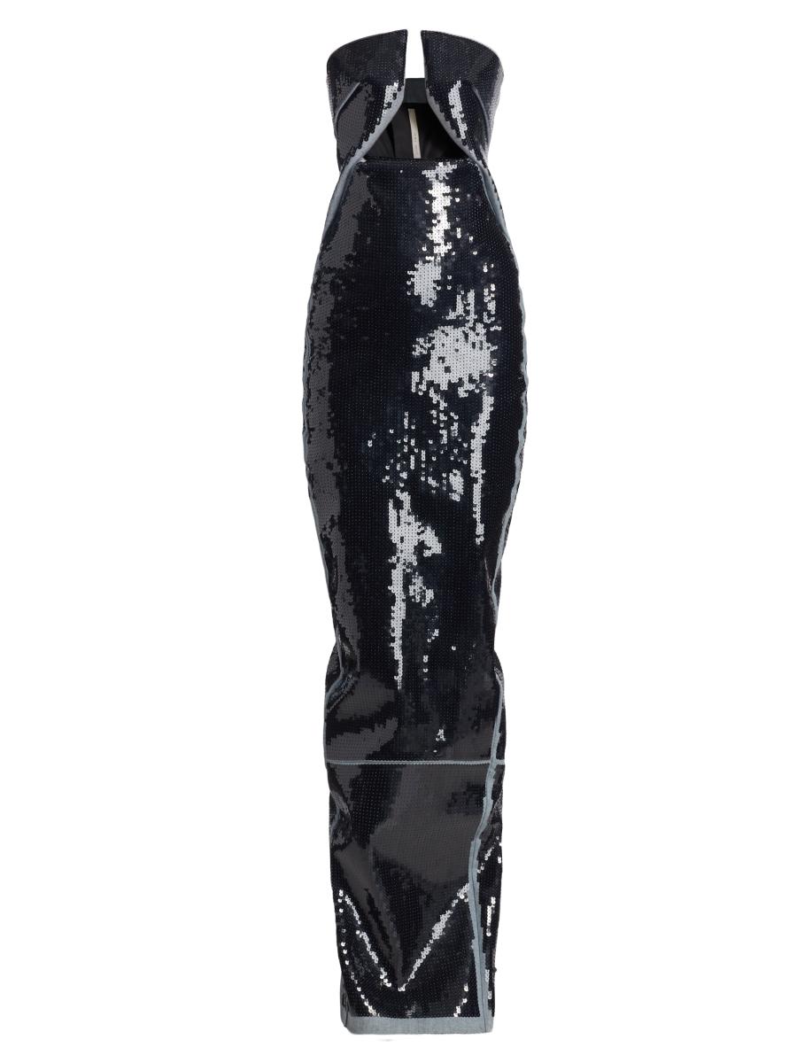 Rick Owens Prong Sequin Embroidered Denim Column Gown | Saks