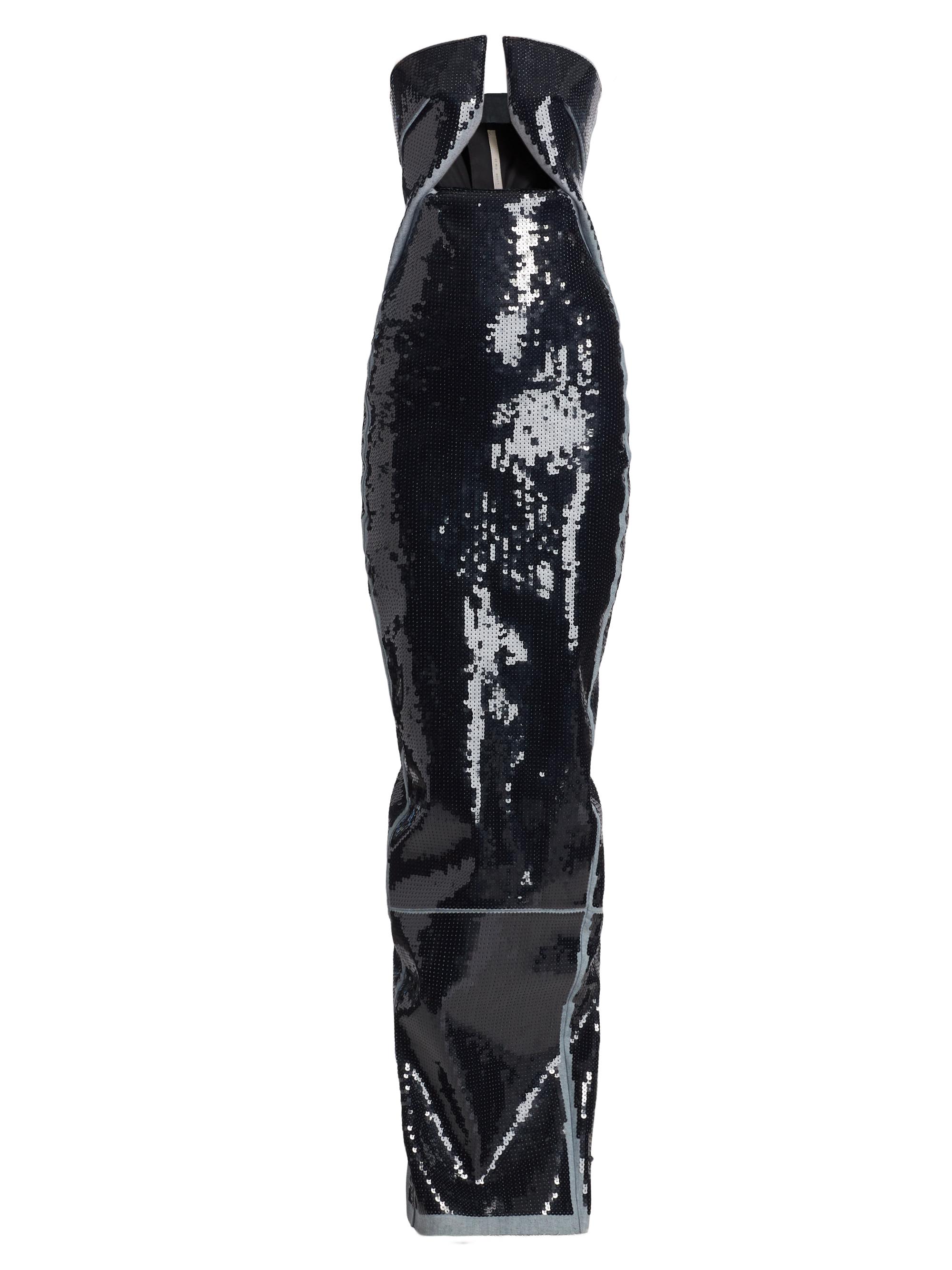 Rick Owens Prong Sequin Embroidered Denim Column Gown | Saks Fifth