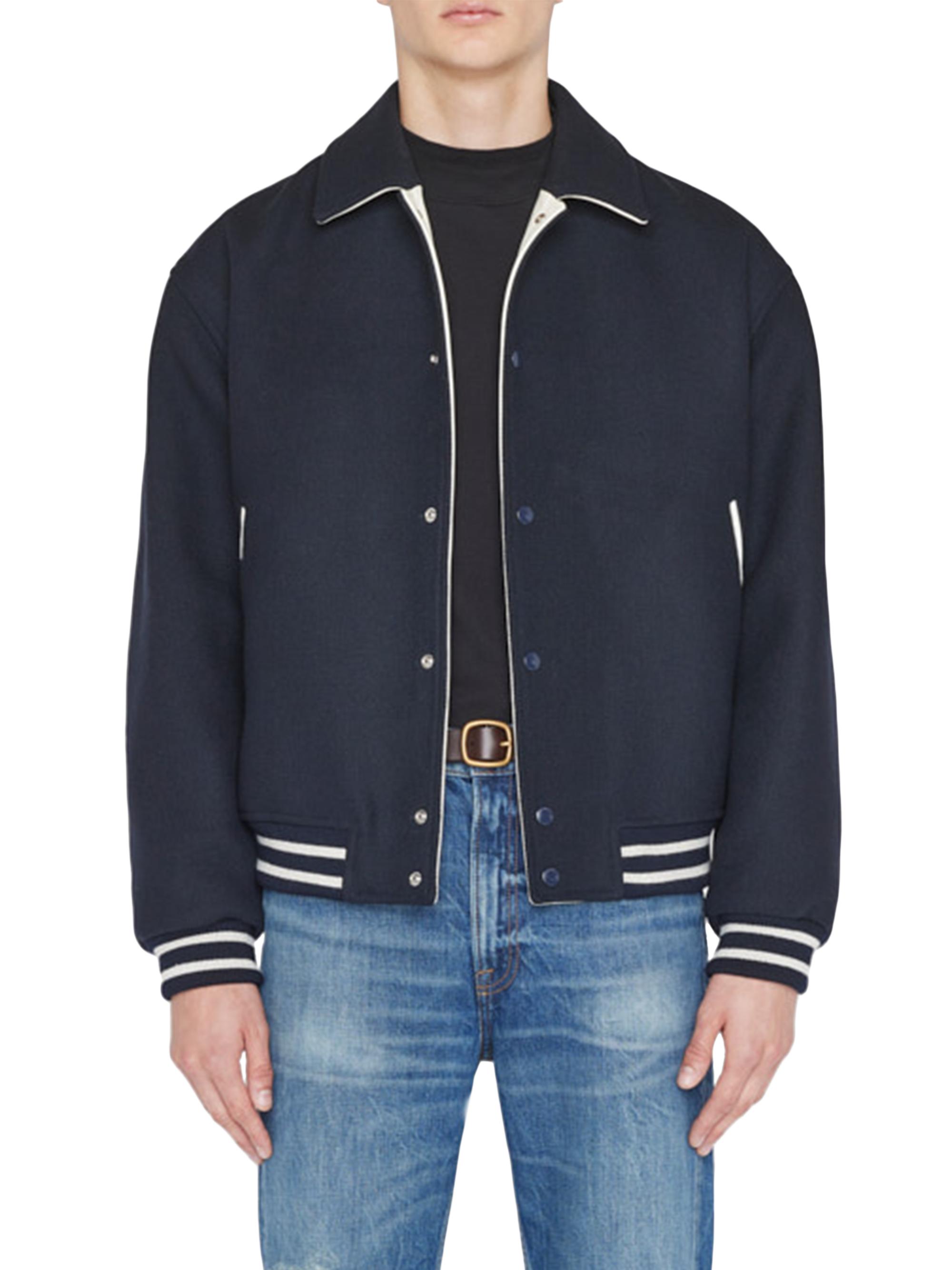 Frame Men's Fall Wool-Blend Varsity Bomber Jacket - Midnight Blue