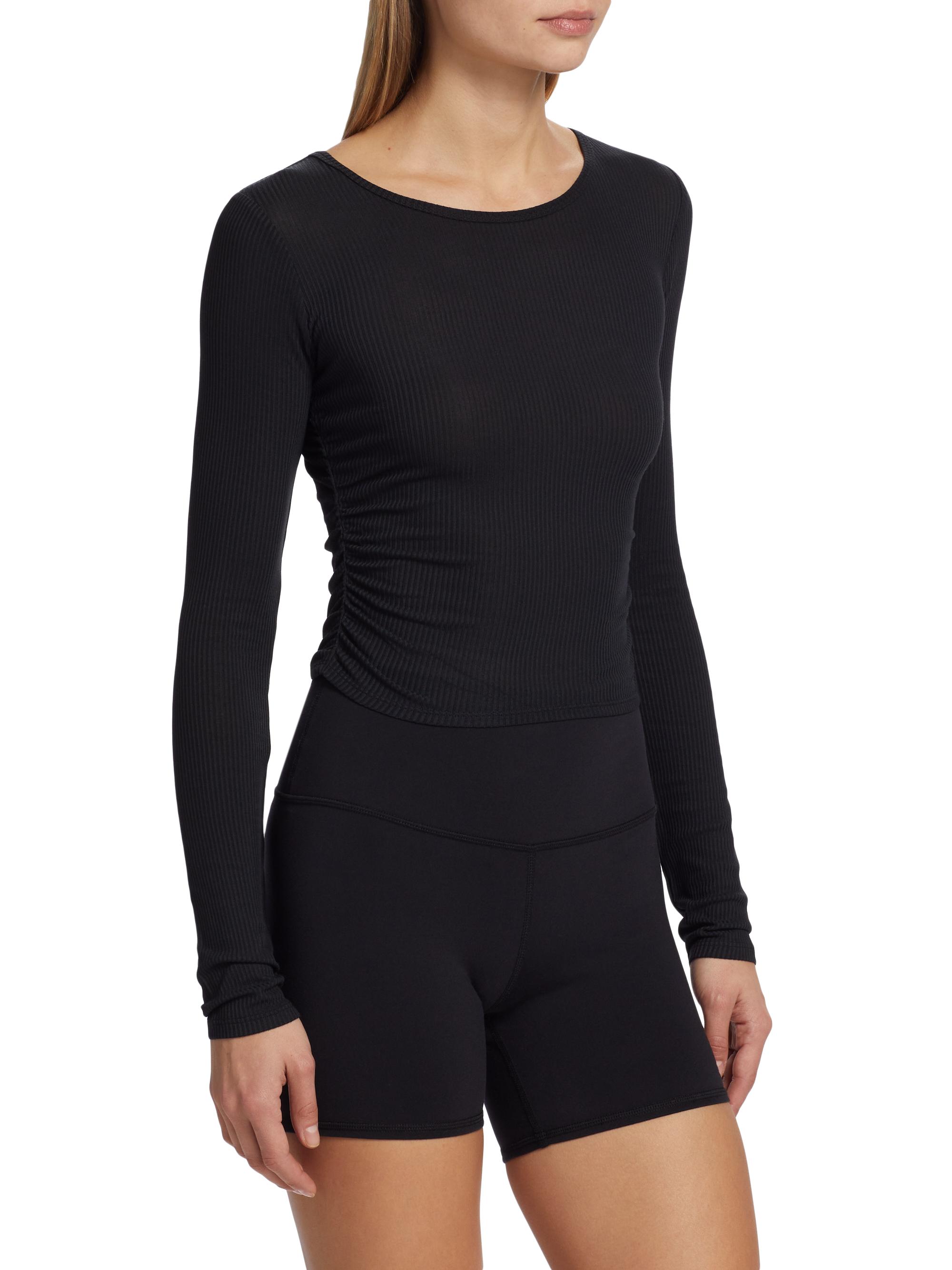 Alo Yoga Gathered Rib-Knit Crop Top | Saks Fifth Avenue