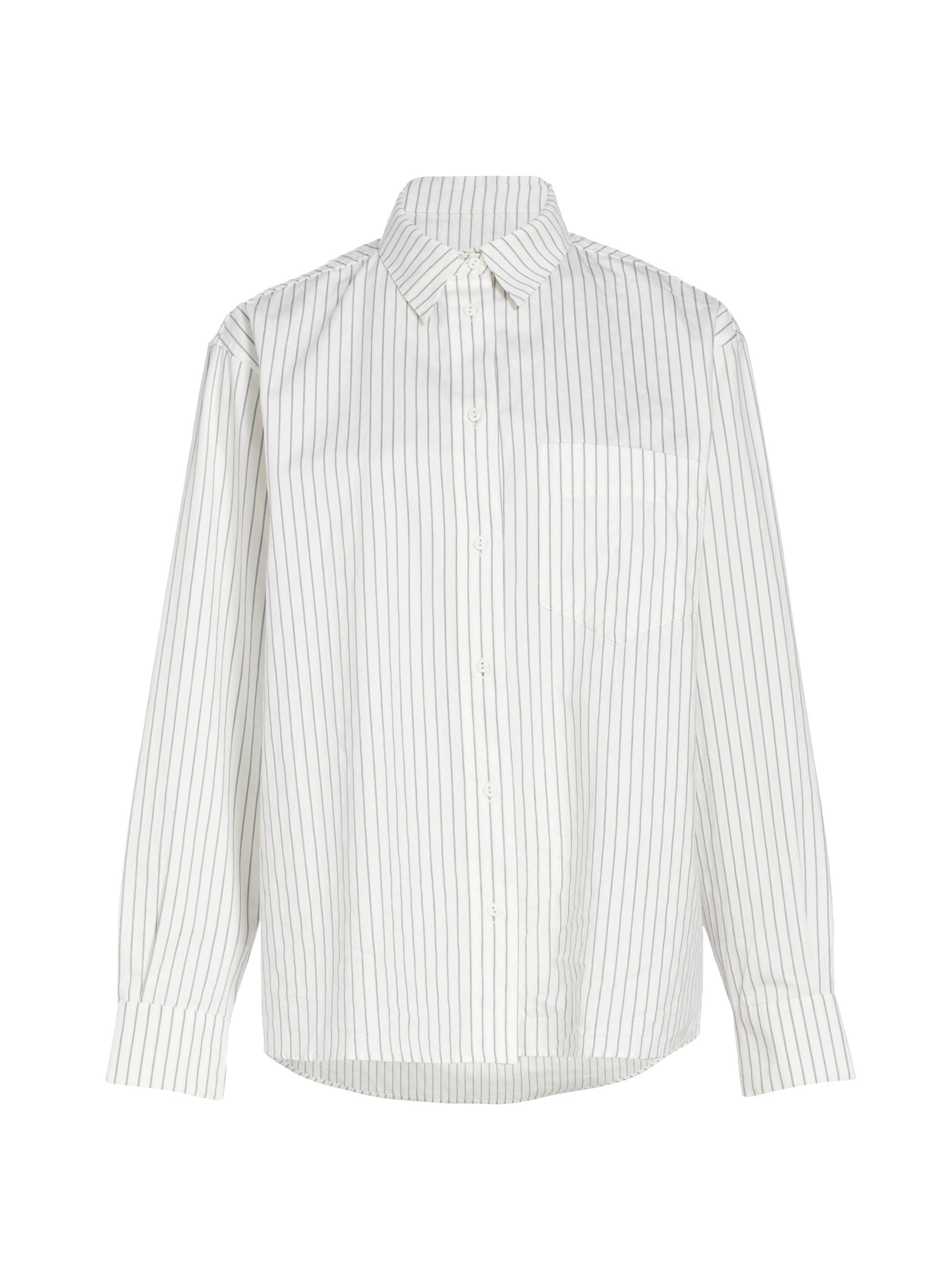 Anine Bing Women's Ticking Stripe Cotton Oversized Shirt -  Blue Monogram Stripe