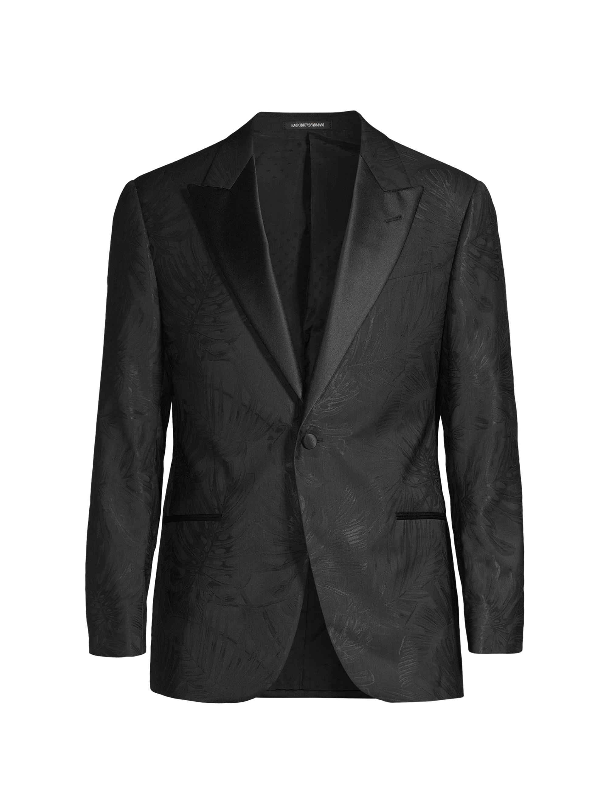 Emporio Armani Men's G-Line Jacquard Wool-Blend One-Button Dinner Jacket - Black