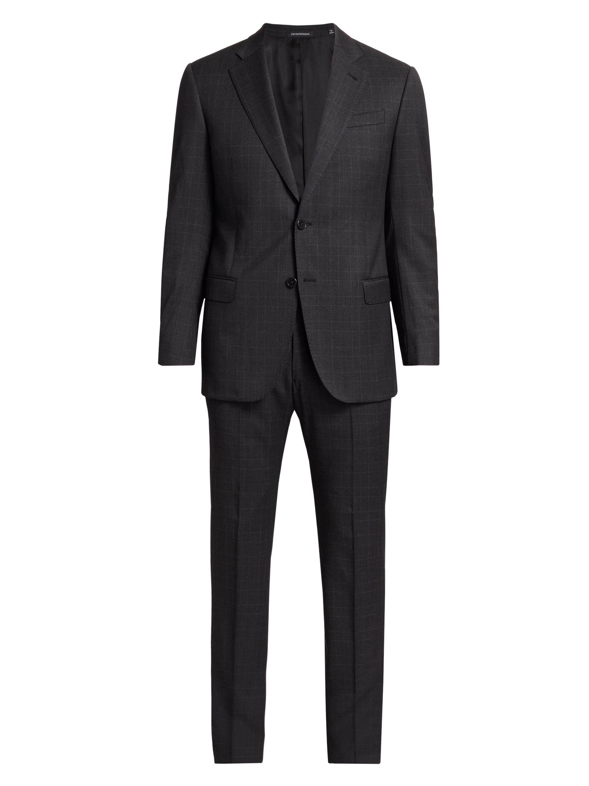Emporio Armani Men's G-Line Wool Plaid Suit - Grey