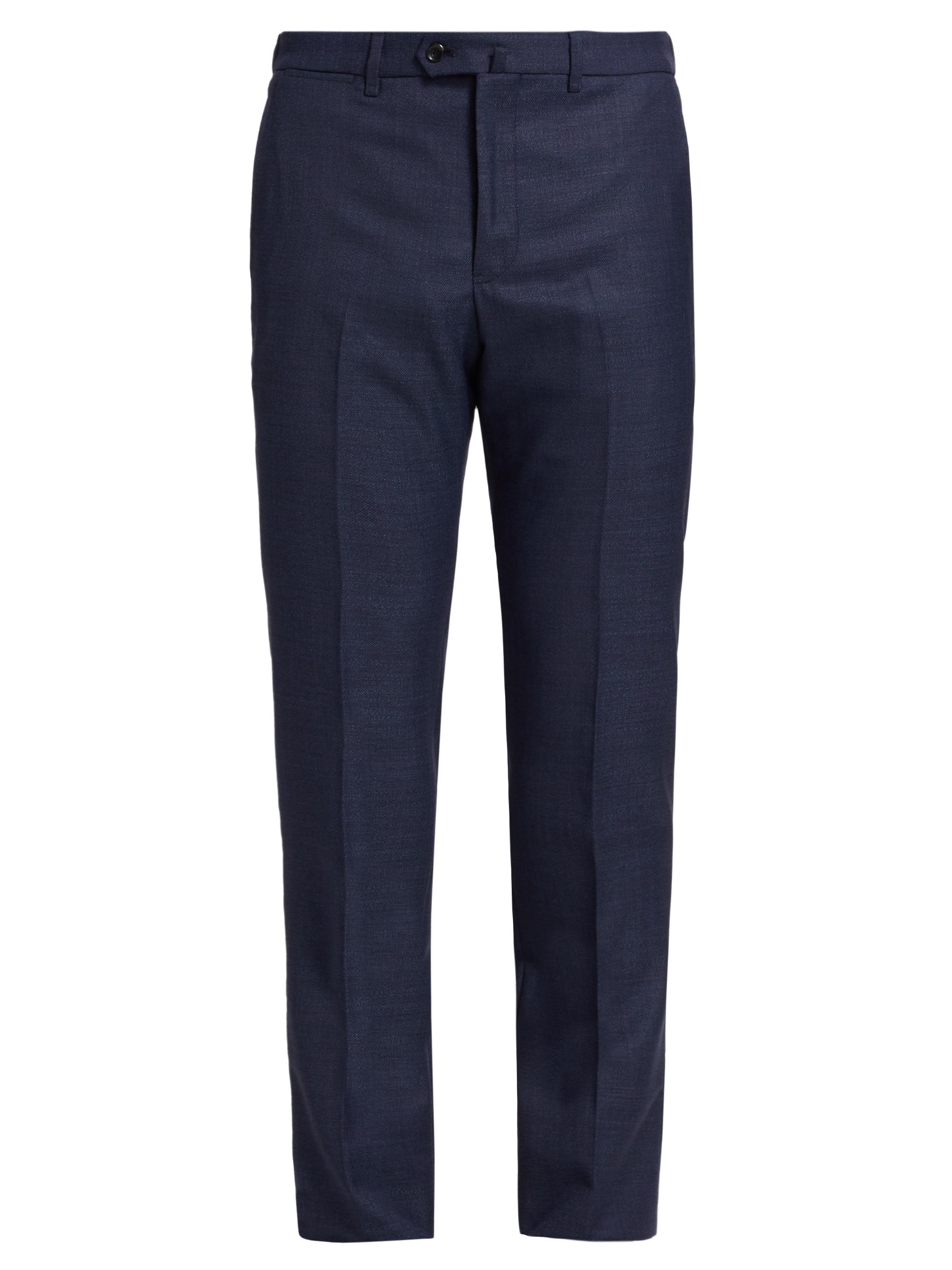Emporio Armani Men's Wool Slim Trousers - Blue