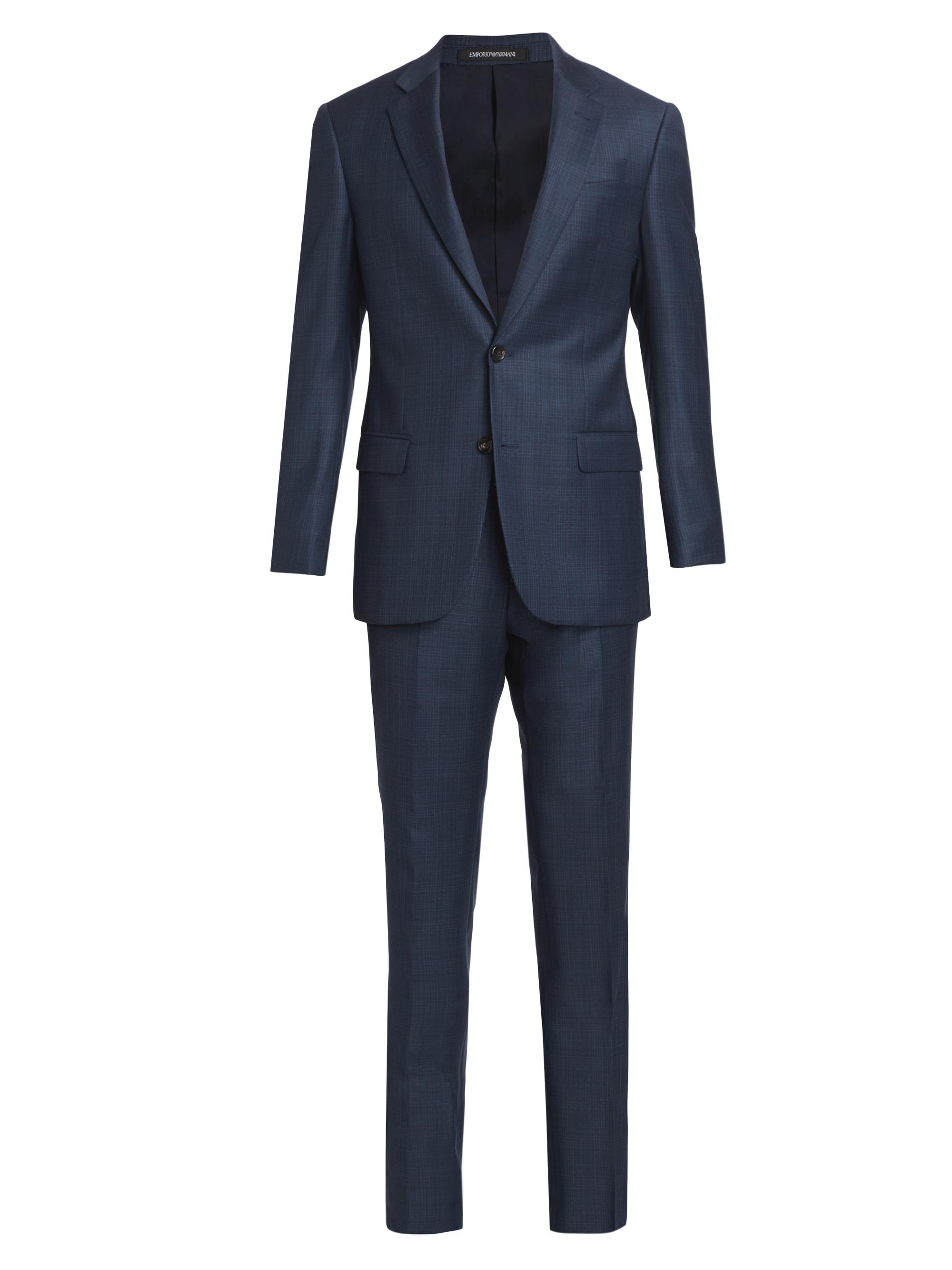 Emporio Armani Men's G-Line Plaid Wool Single-Breasted Suit - Blue