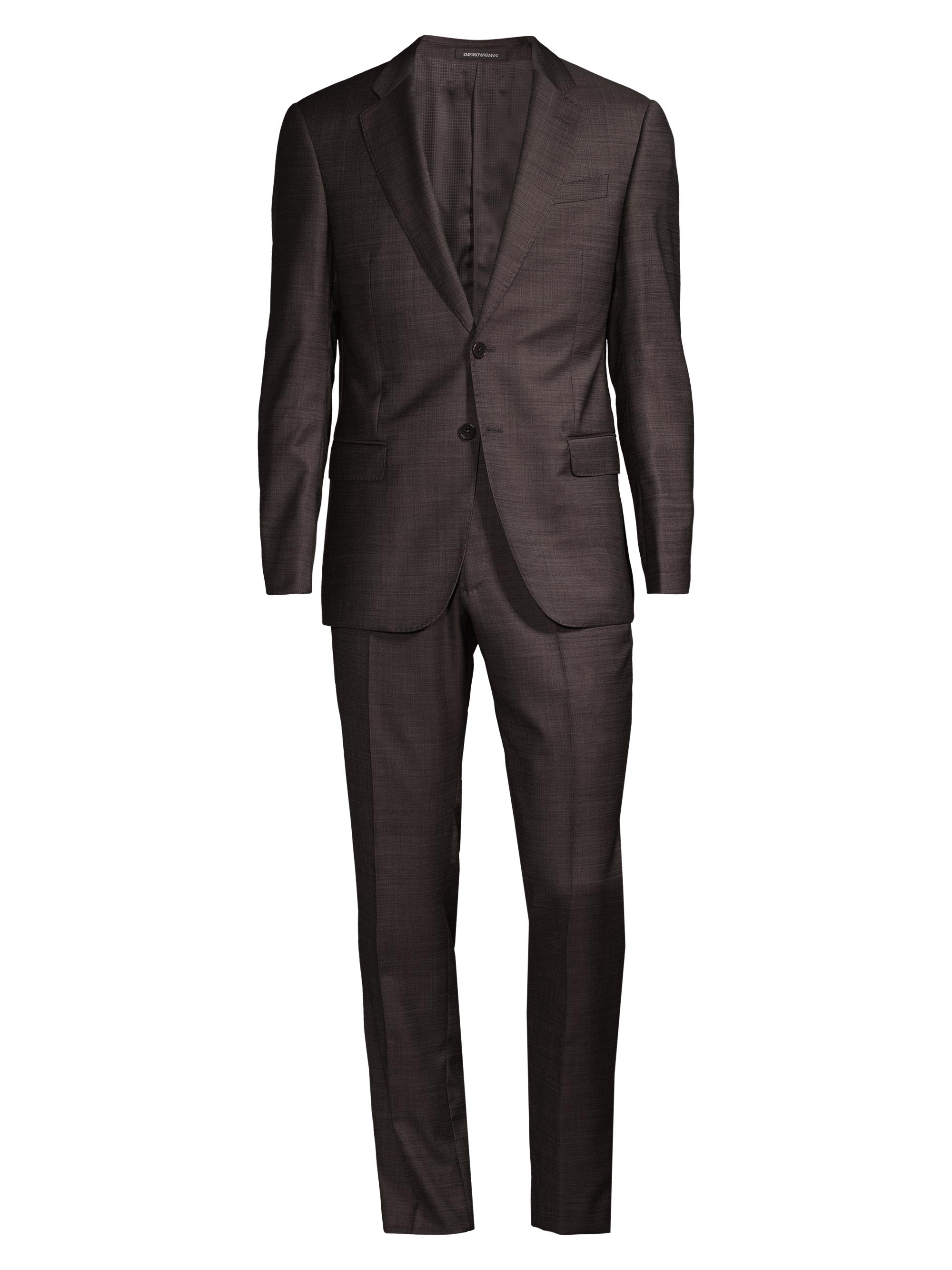 Emporio Armani Men's G-Line Plaid Wool Single-Breasted Suit - Grey Brown