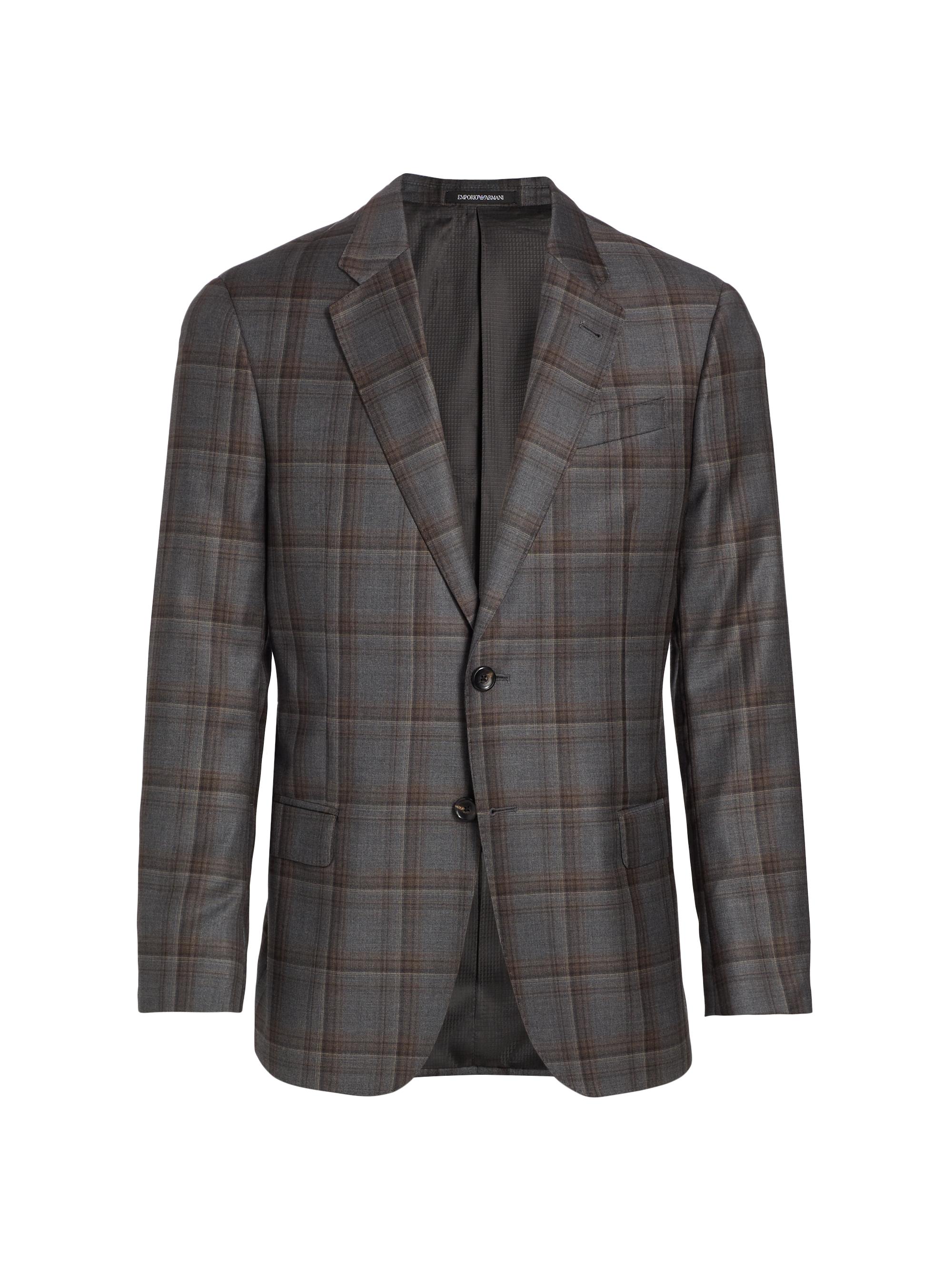 Emporio Armani Men's G-Line Plaid Wool Two-Button Sport Coat - Tan