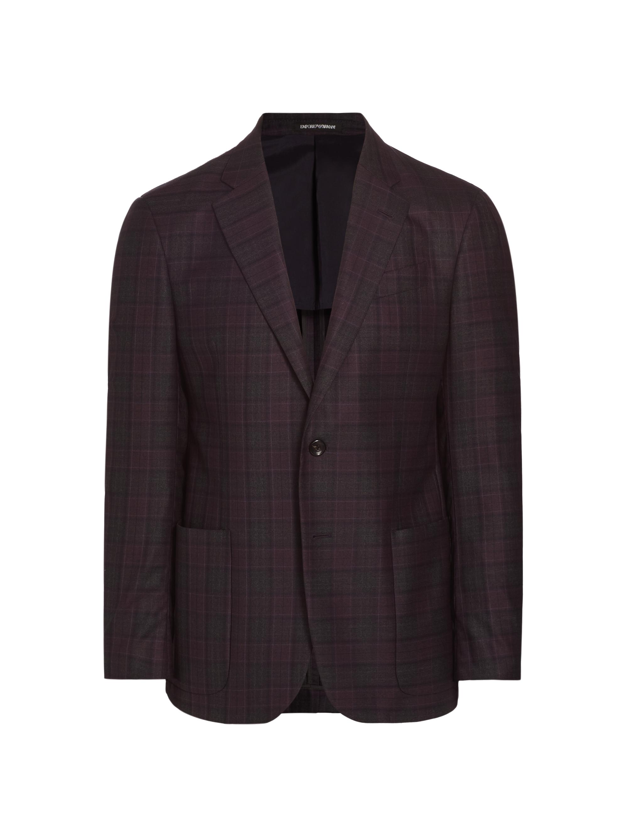 Emporio Armani Men's G-Line Deco Wool Plaid Sport Coat - Purple