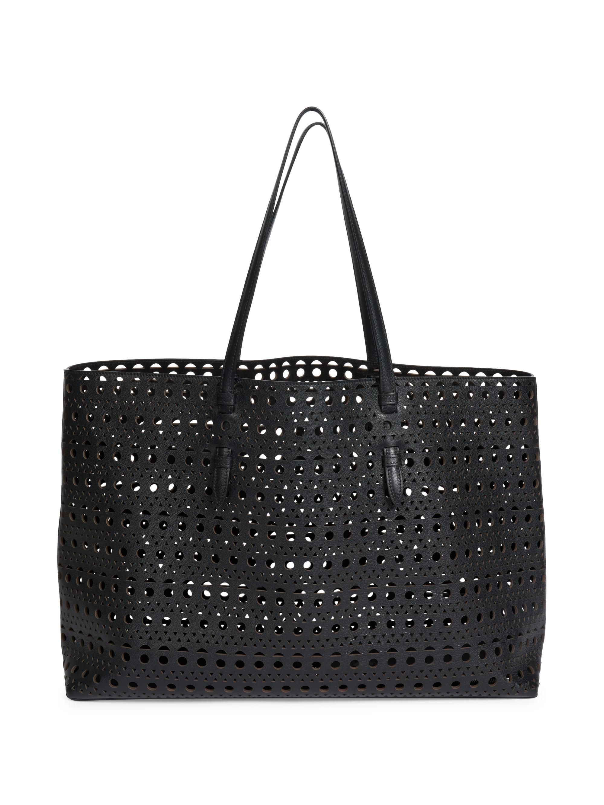 Alaïa Women's Mina 44 Laser-Cut Leather Tote Bag - Noir