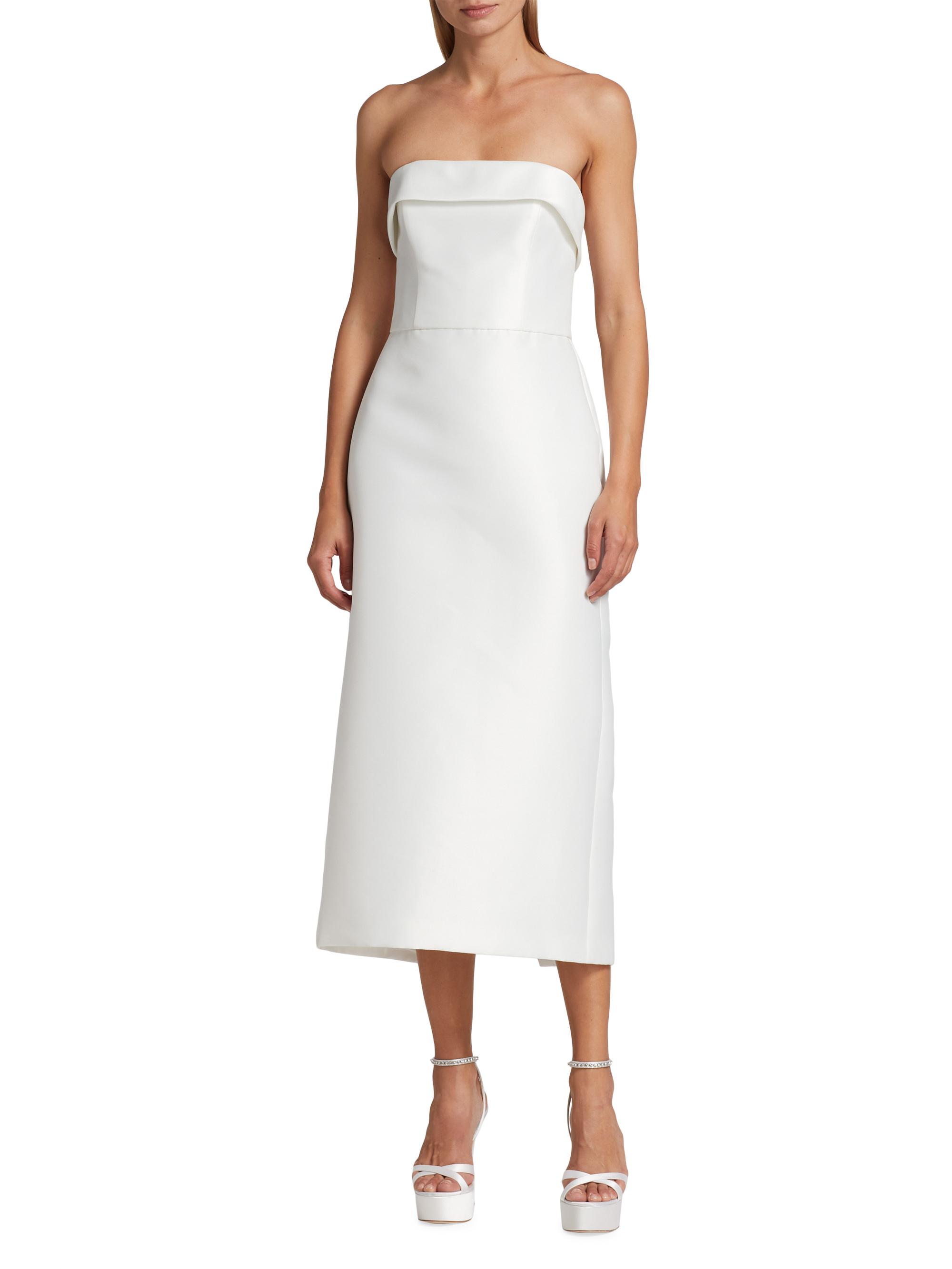 Amsale Women's Mikado Satin Tea-Length Bridal Dress - Ivory - Size 14
