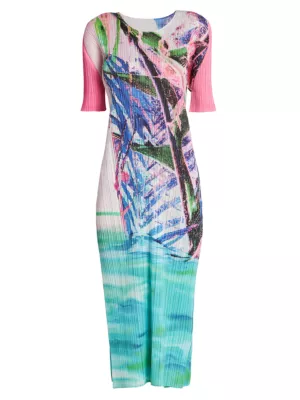 Shop Pleats Please Issey Miyake Tropical Winter Midi-Dress | Saks Fifth  Avenue