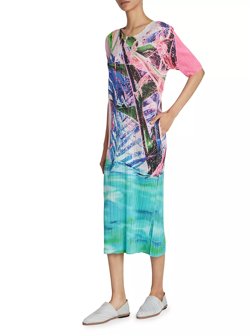 Shop Pleats Please Issey Miyake Tropical Winter Midi-Dress | Saks