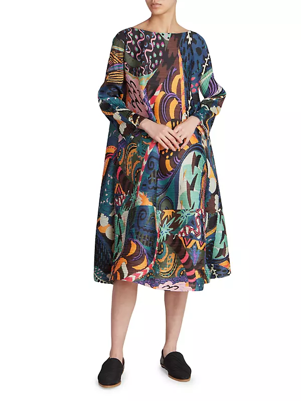Shop Pleats Please Issey Miyake Snowrunner Printed Midi-Dress
