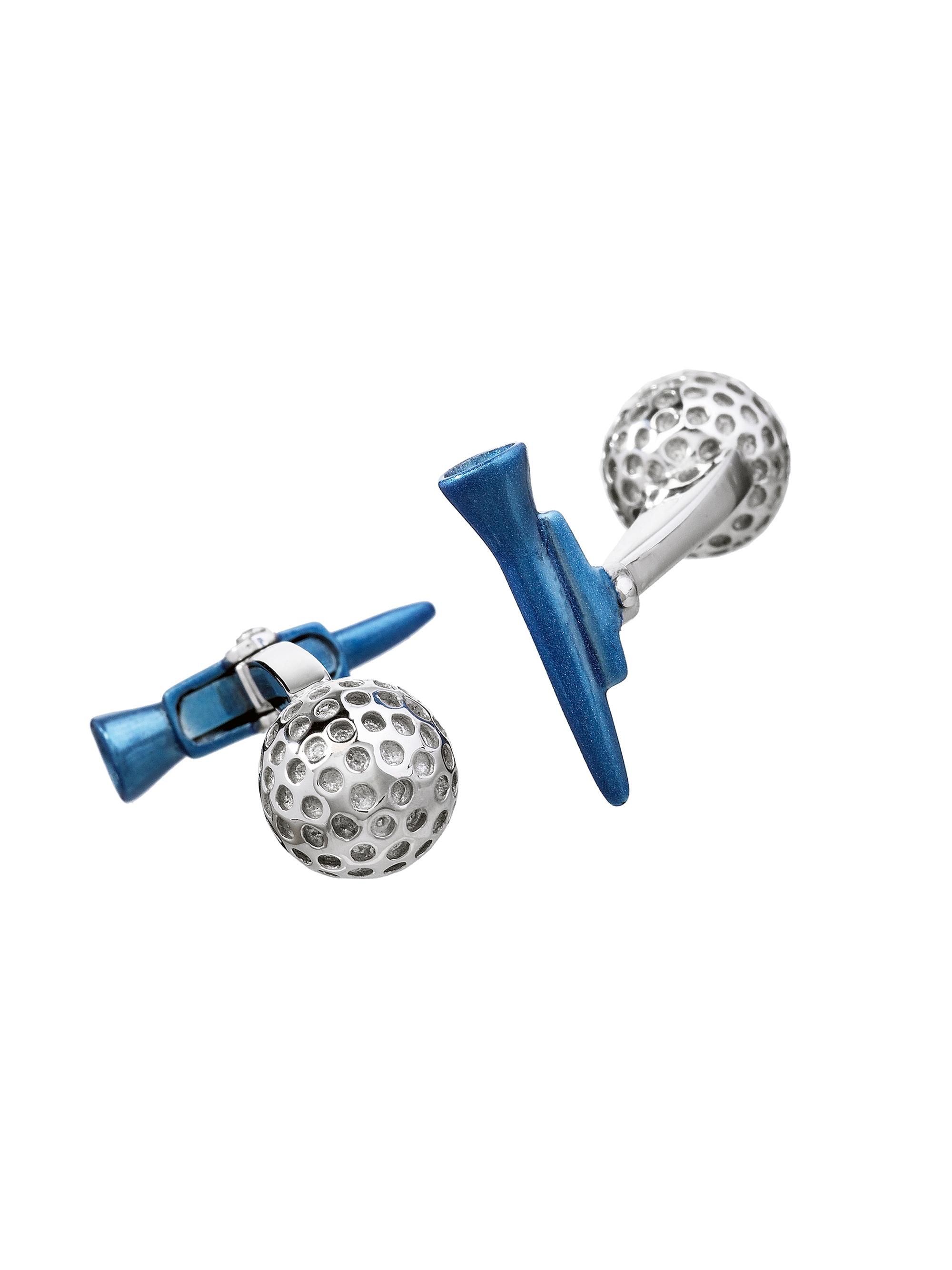 Jan Leslie Men's Sterling Silver Golf Ball & Tee Cufflinks - Silver