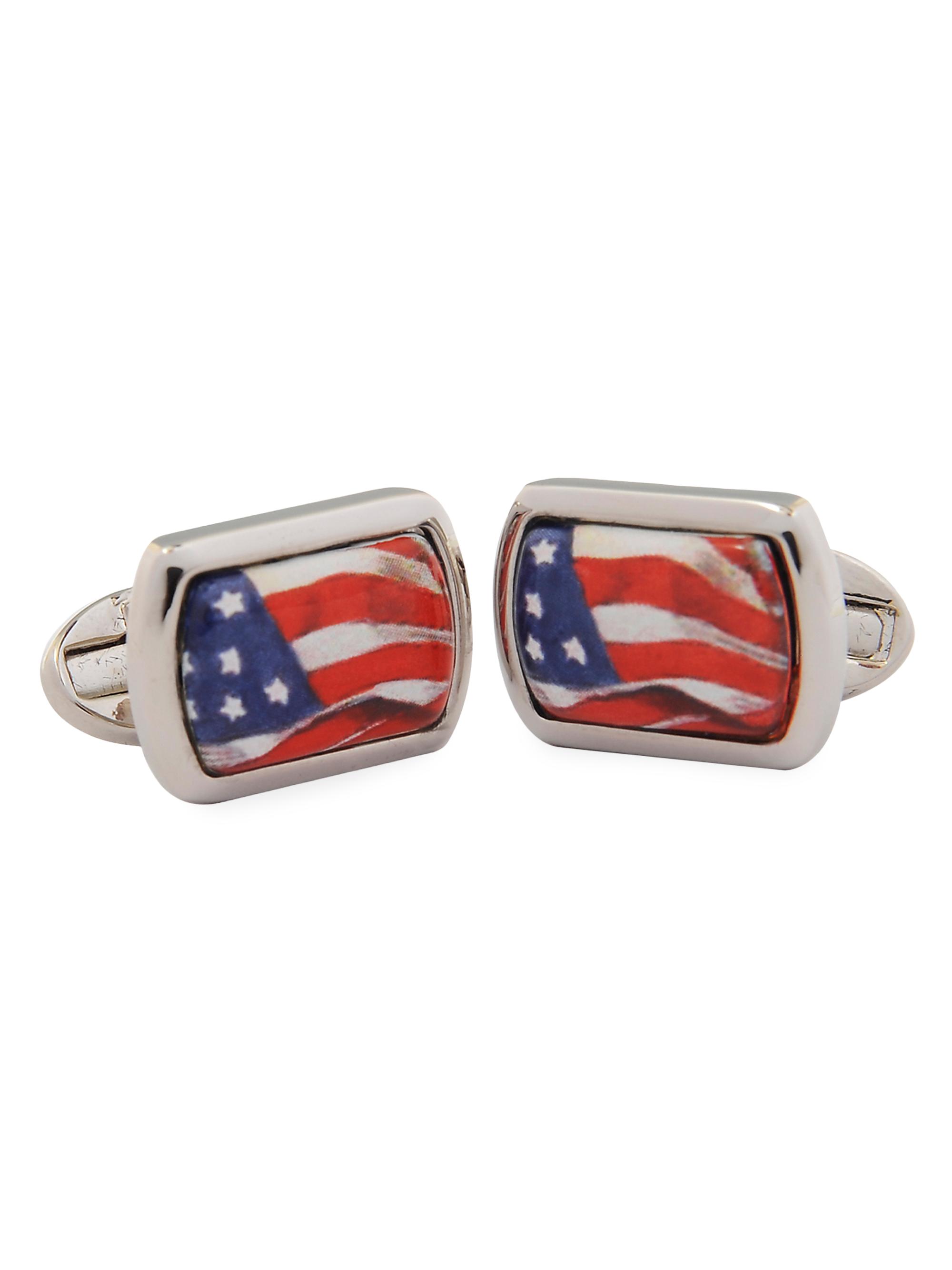 Halcyon Days Men's USA Flag Rectangular Cufflinks