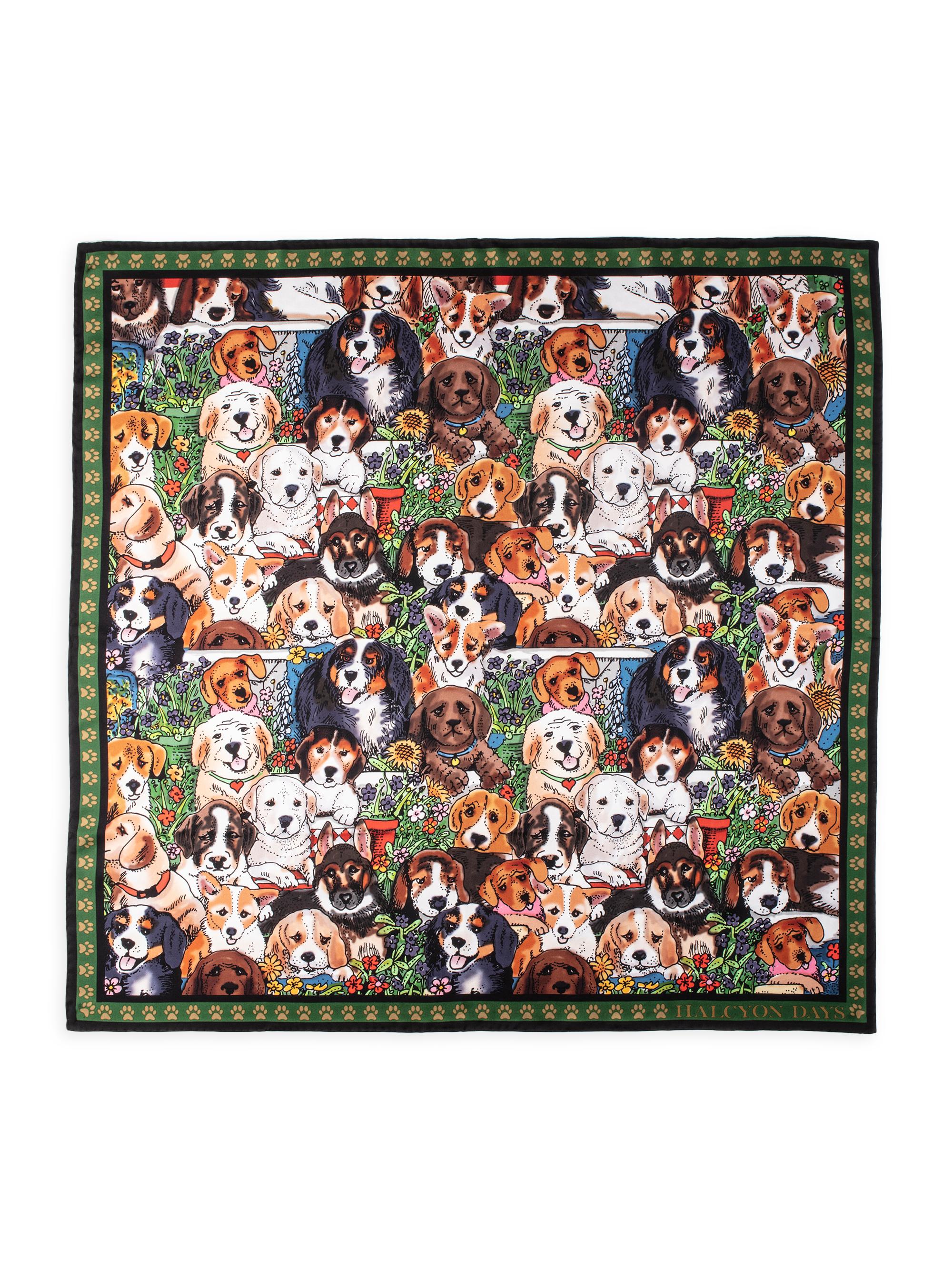 Halcyon Days Women's Dogs Leave Paw Prints Silk Scarf