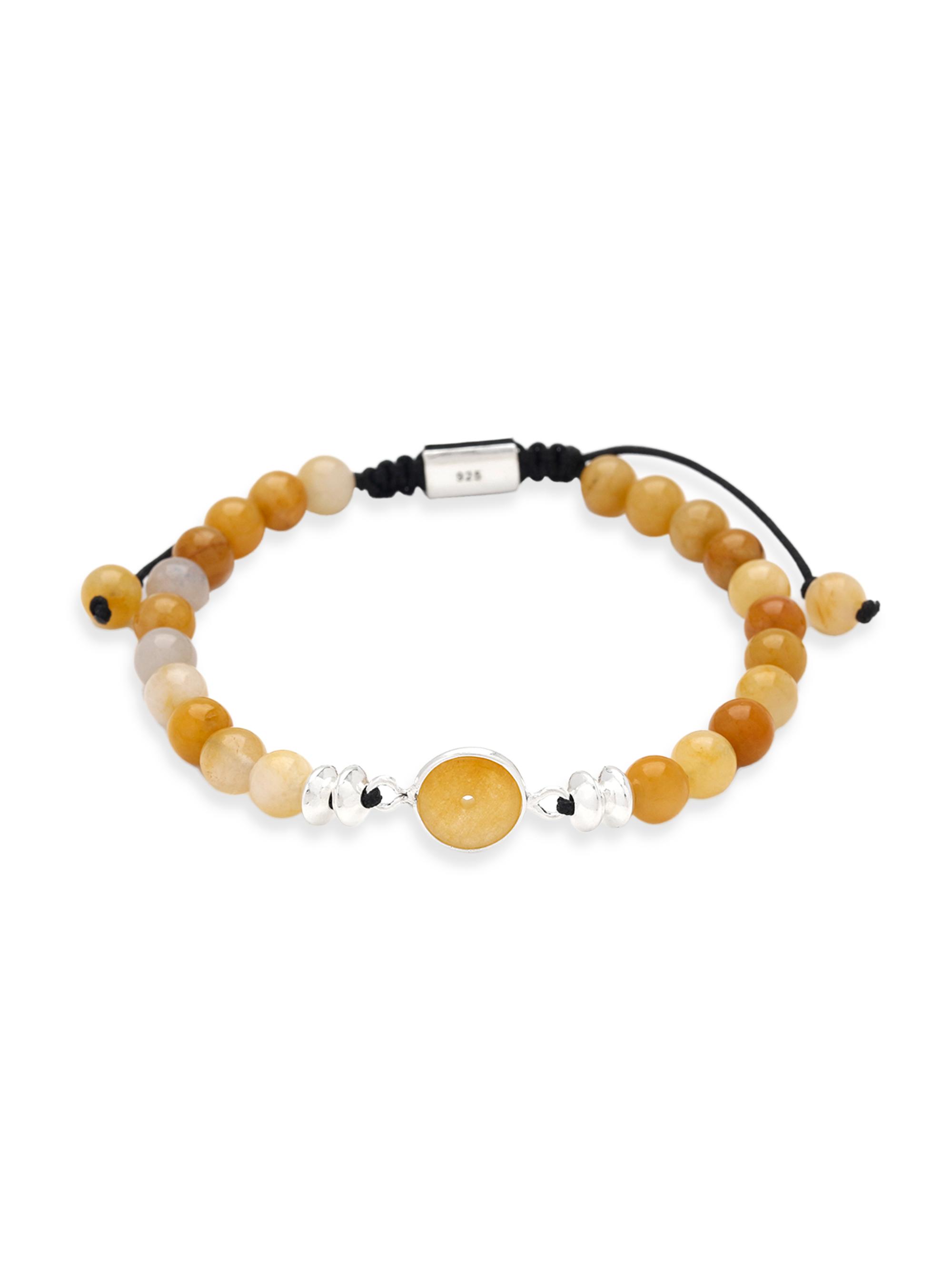 Jan Leslie Men's Yellow Jade & Brass-Plated Sterling Silver Beaded Bracelet - Yellow Jade