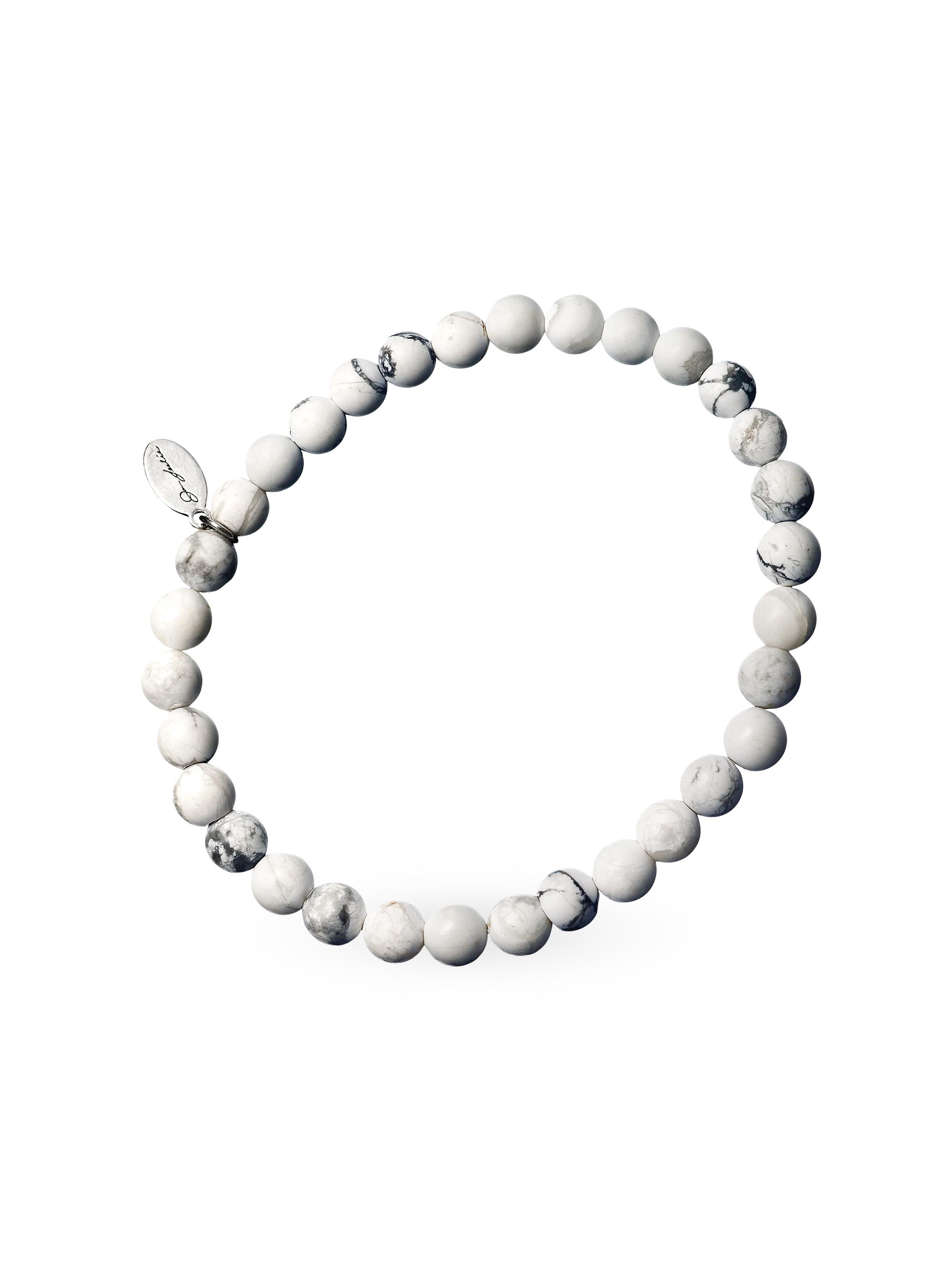 Jan Leslie Men's White Howlite & Sterling Silver Stretch Bracelet - Whiteh Owl Lite