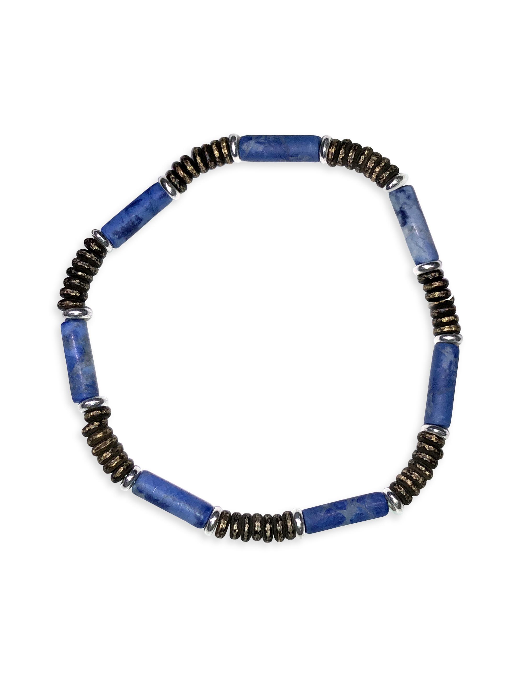 Jan Leslie Men's Blue Lapis & Sterling Silver Beaded Bracelet - Blue Lapis