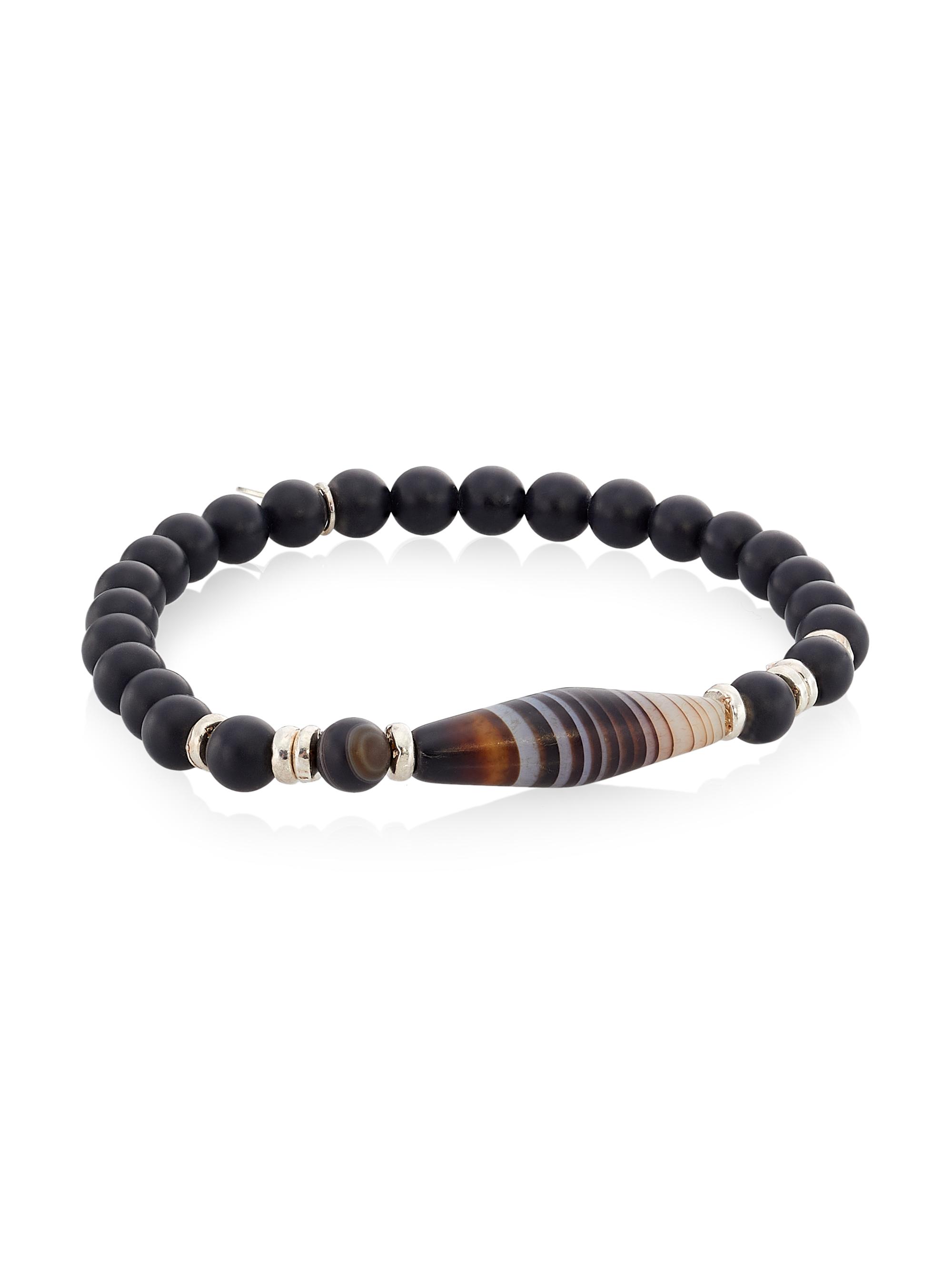 Jan Leslie Men's Onyx & Agate Beaded Bracelet - Black Onyx