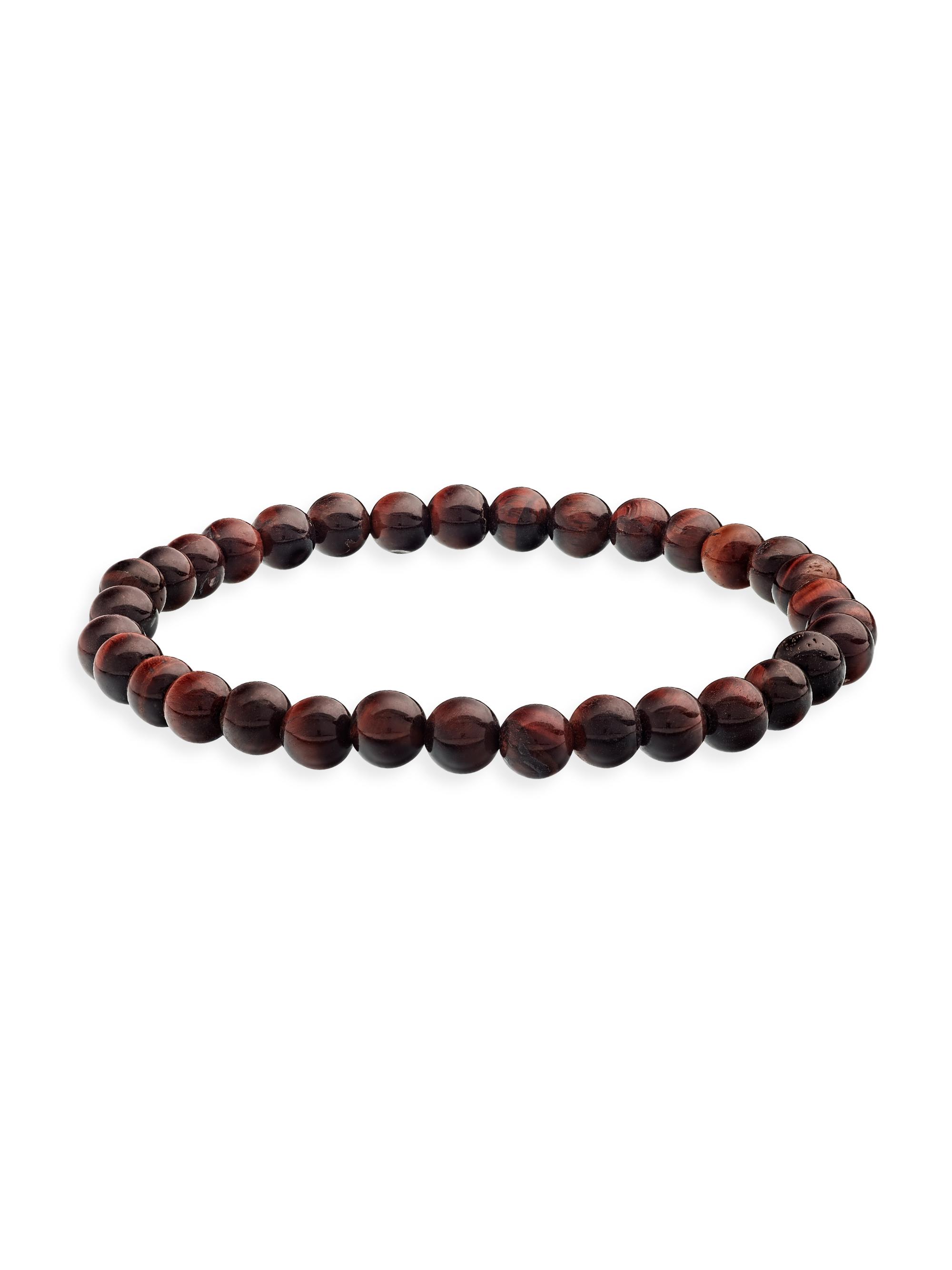 Jan Leslie Men's Red Tigers Eye Beaded Stretch Bracelet - Red Tigers Eye