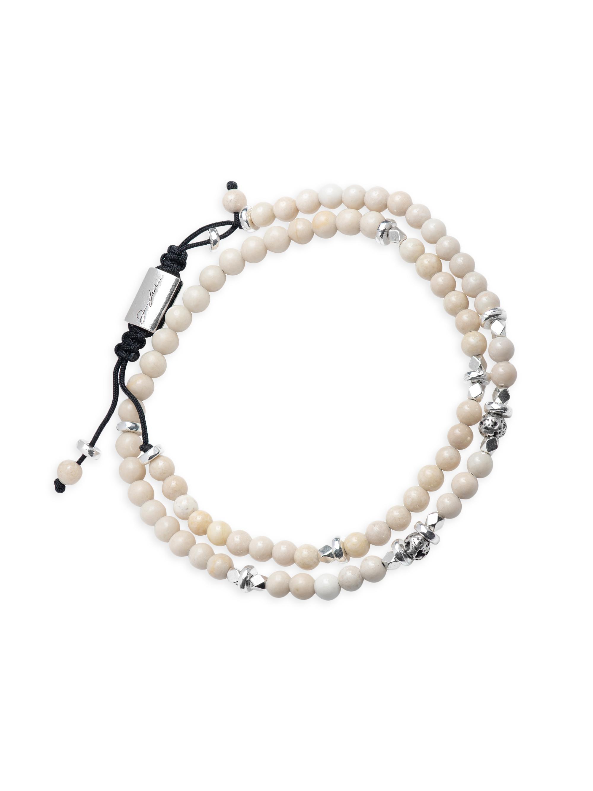 Jan Leslie Men's Bone & Sterling Silver Beaded Bracelet - White